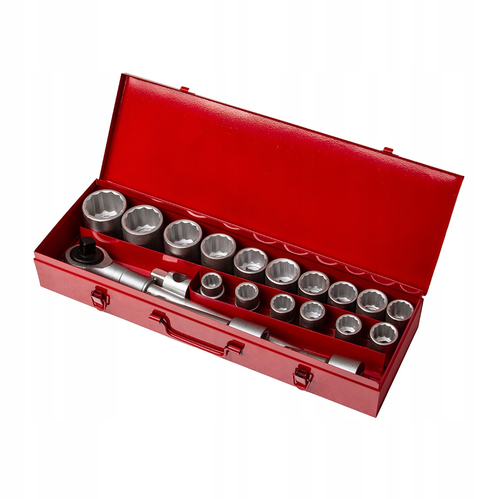 ZESTAW KLUCZY NASADOWYCH Z GRZECHOTKĄ 19-50mm 3/4" 21 ELEMENTÓW Z WALIZKĄ