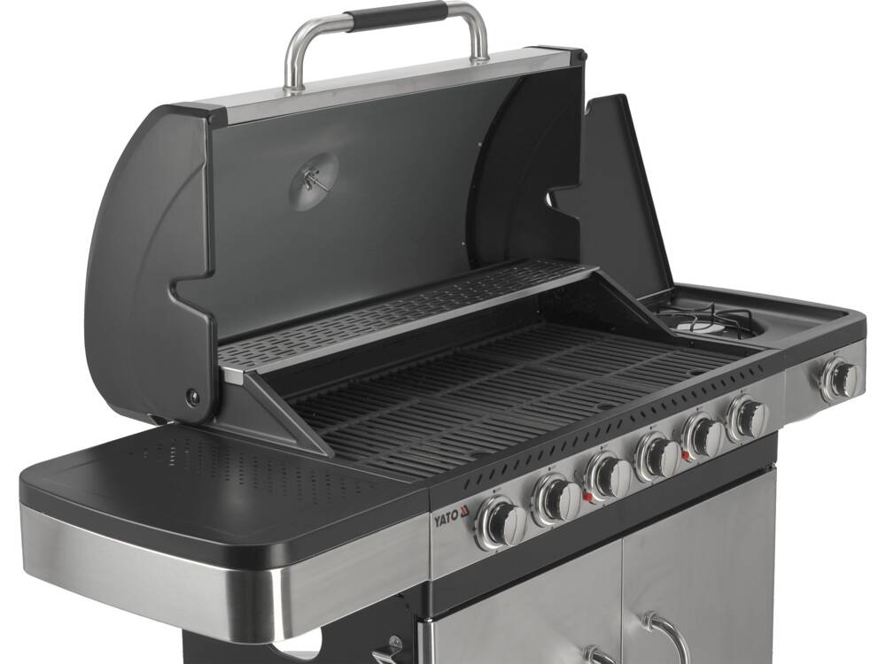 YATO GRILL GAZOWY OGRODOWY 6+1 STAL NIERDZEWNA 20,2kW ŻELIWNY RUSZT PALNIK