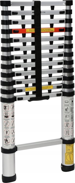 VOREL SKŁADANA DRABINA ALUMINIOWA TELESKOPOWA 3,8M 13 STOPNI 150KG 17702