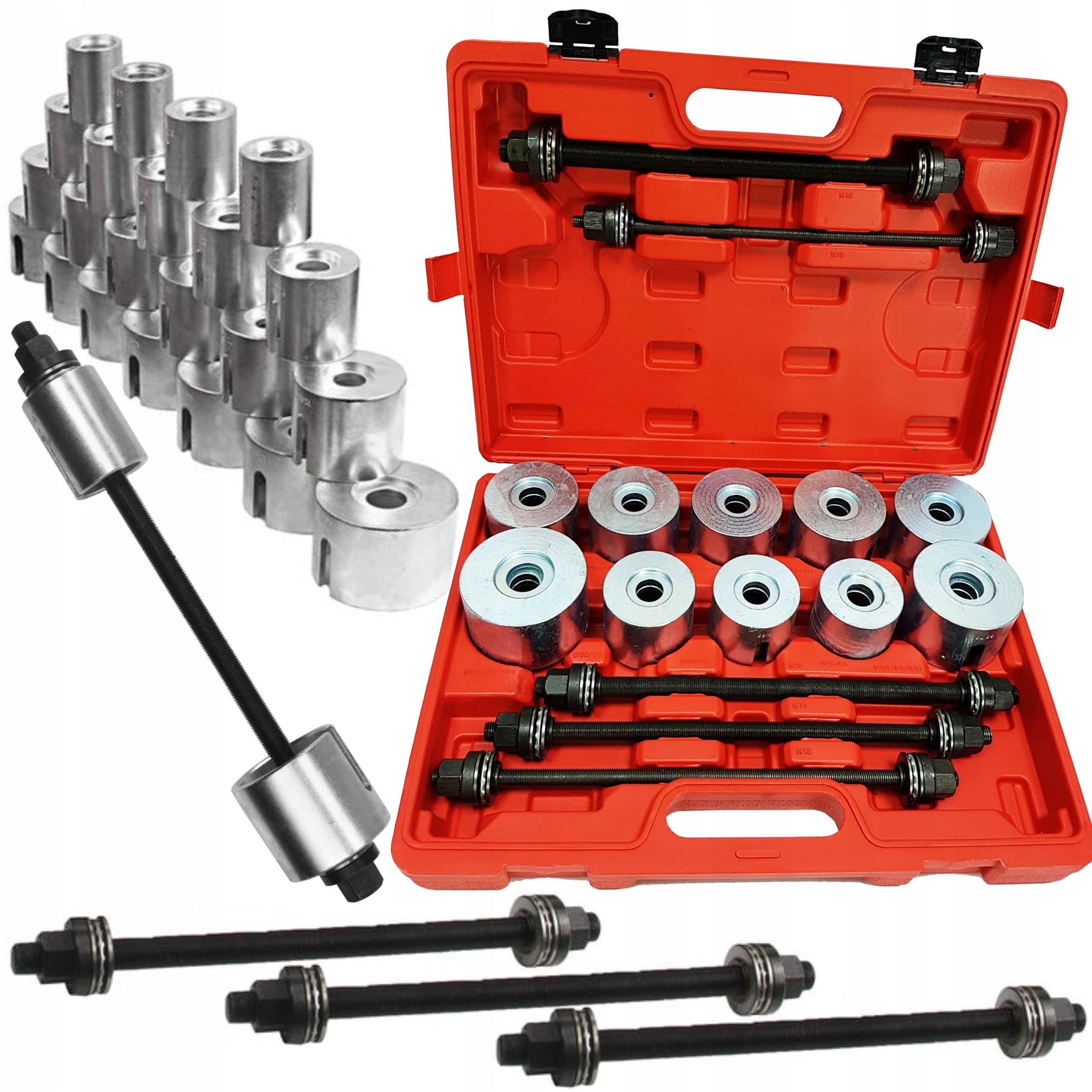 MAR-POL ZESTAW WCISKANIA TULEI 34-90mm 27el ŚCIĄGACZ ŁOŻYSK ADAPTERY M80445