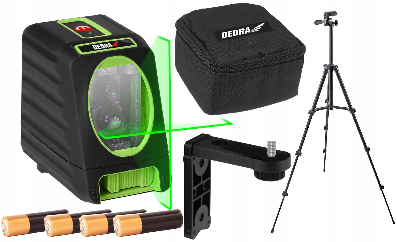 DEDRA LASER KRZYŻOWY Poziomica 30m ZIELONY+ STATYW