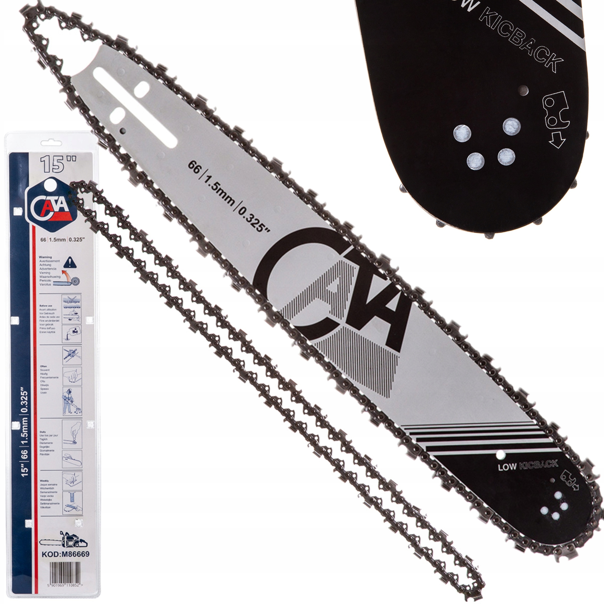 PROWADNICA Z 2 ŁAŃCUCHAMI 15" 66 1,5mm 0,325" MGP-40S CATA M86669