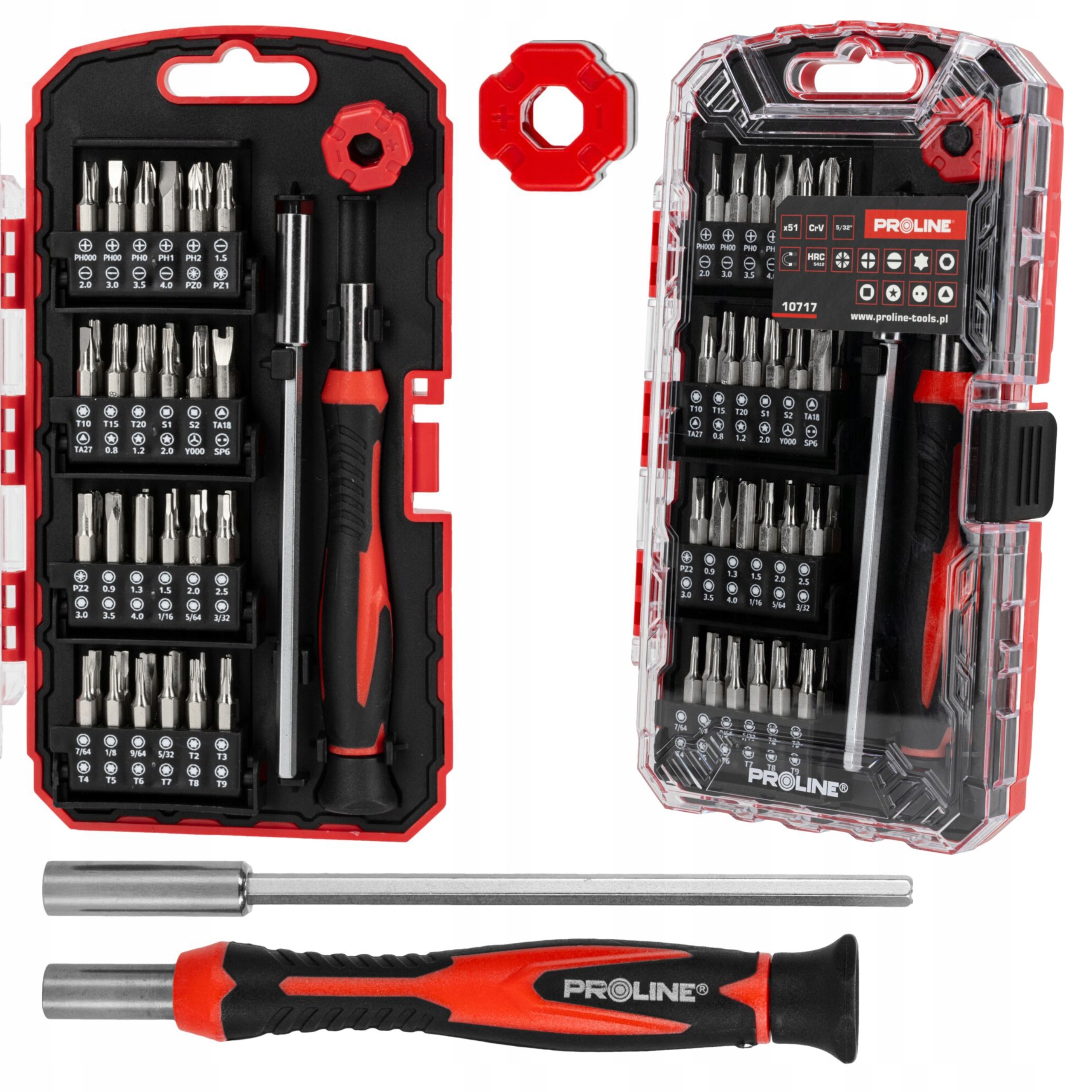 ZESTAW KOŃCÓWEK PRECYZYJNYCH Z UCHWYTEM 51 SZTUK WALIZKA PROLINE 10717