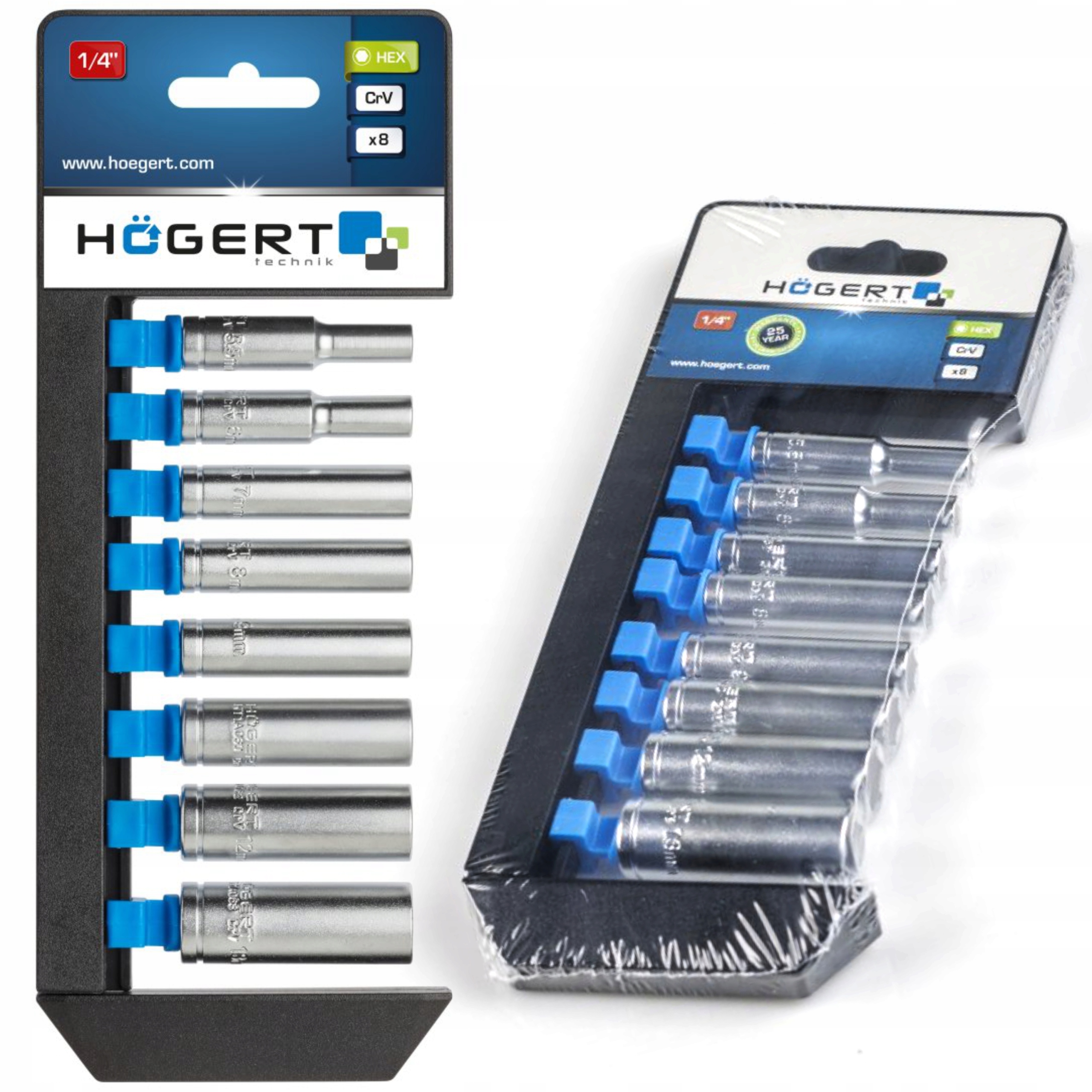 ZESTAW NASADEK DŁUGICH 1/4'' HOGERT HT1A886 8 SZT