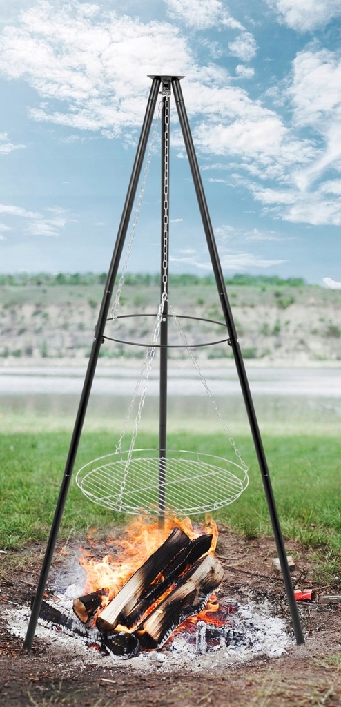 LUND GRILL WĘGLOWY WISZĄCY NA TRÓJNOG PALENISKO CHROMOWANY RUSZT 46CM 99903