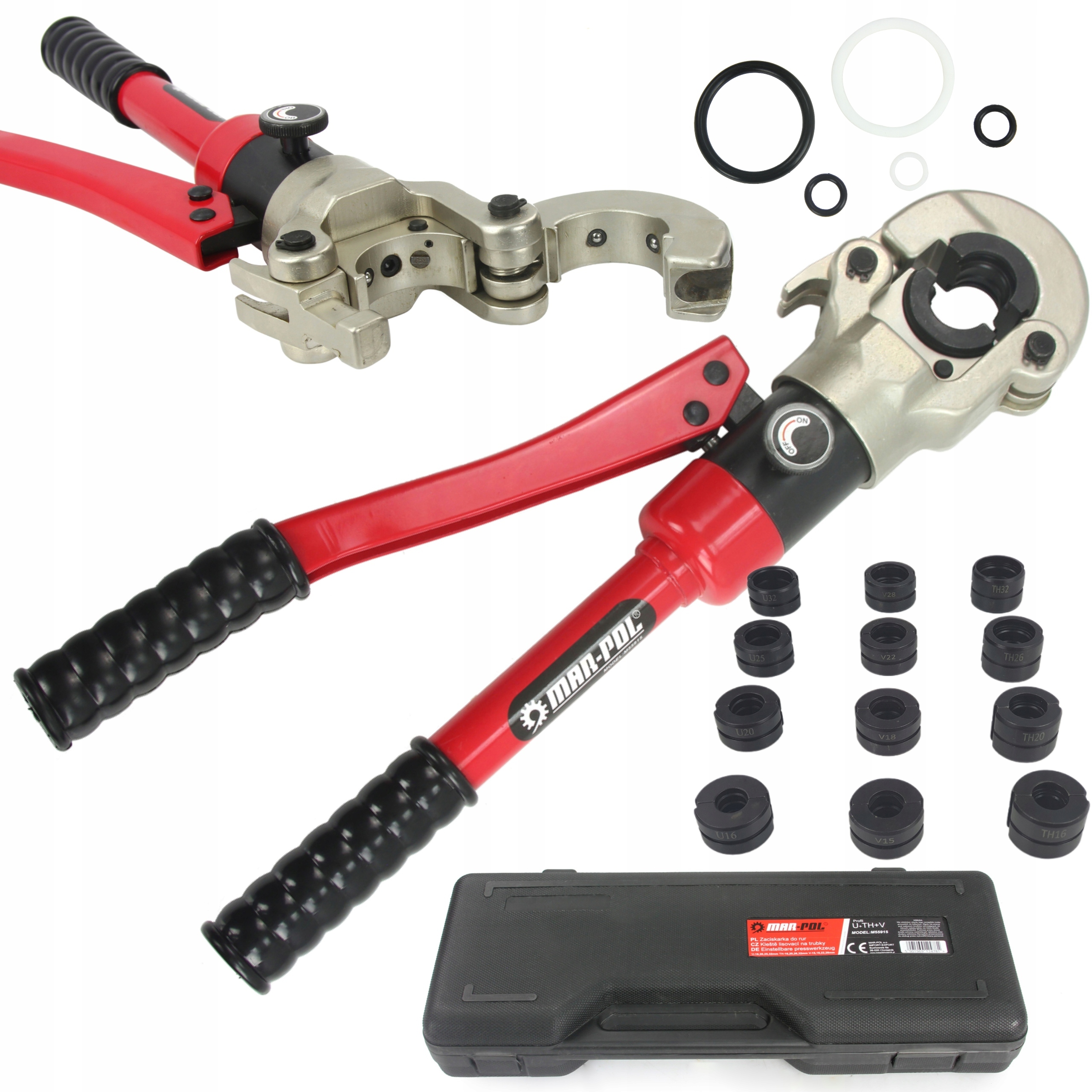 ZESTAW PRASKA ZACISKARKA HYDRAULICZNA DO RUR 12PCS U+TH+V WALIZKA M55915