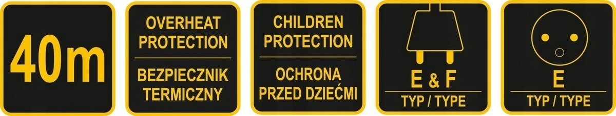 PRZEDŁUŻACZ BĘBNOWY, 4 GNIAZDA, 3X1MM2, 40M VOREL
