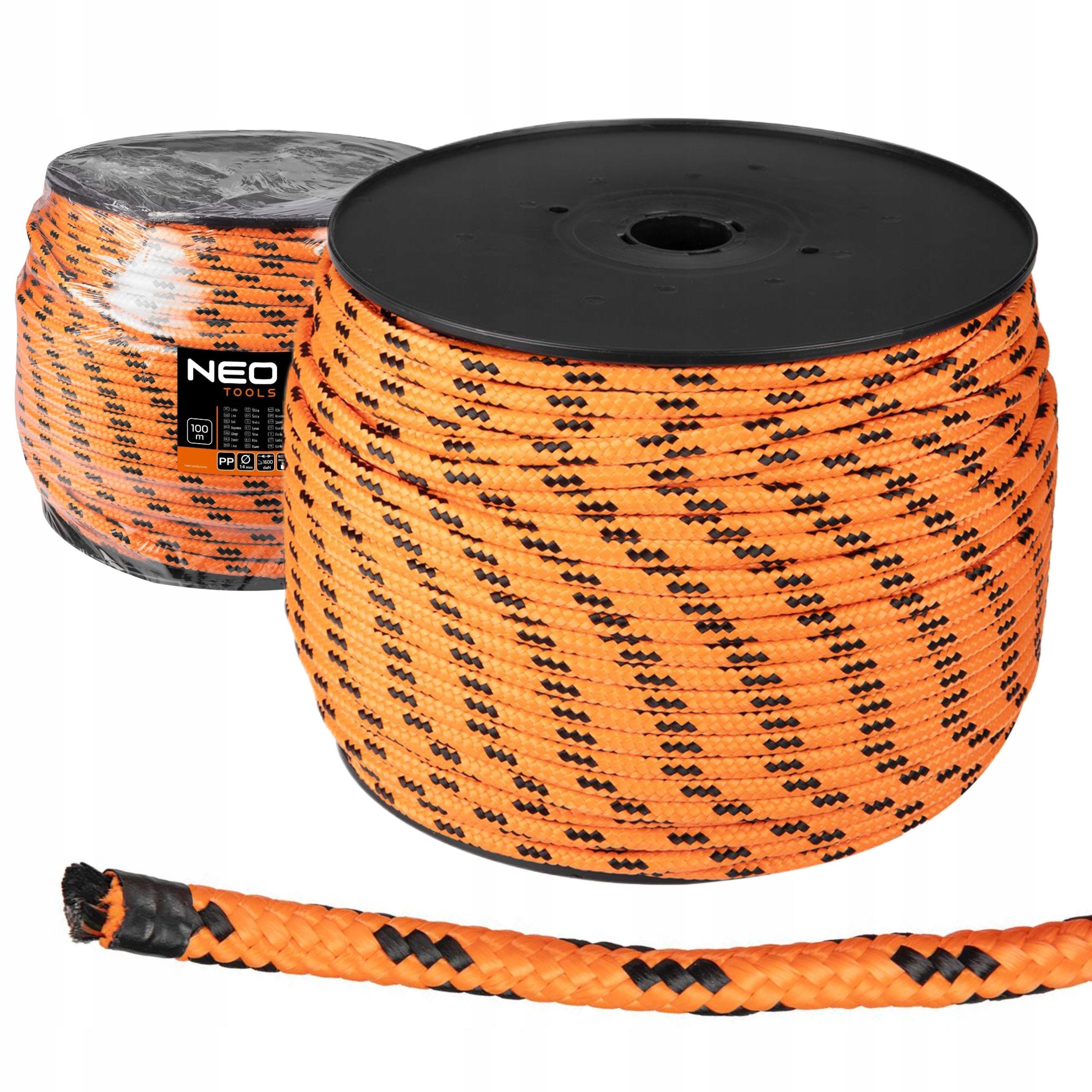 NEO LINKA PLECIONA POLIPROPYLENOWA BUDOWLANA OGRODOWA ŻEGLARSKA 14MM 100M