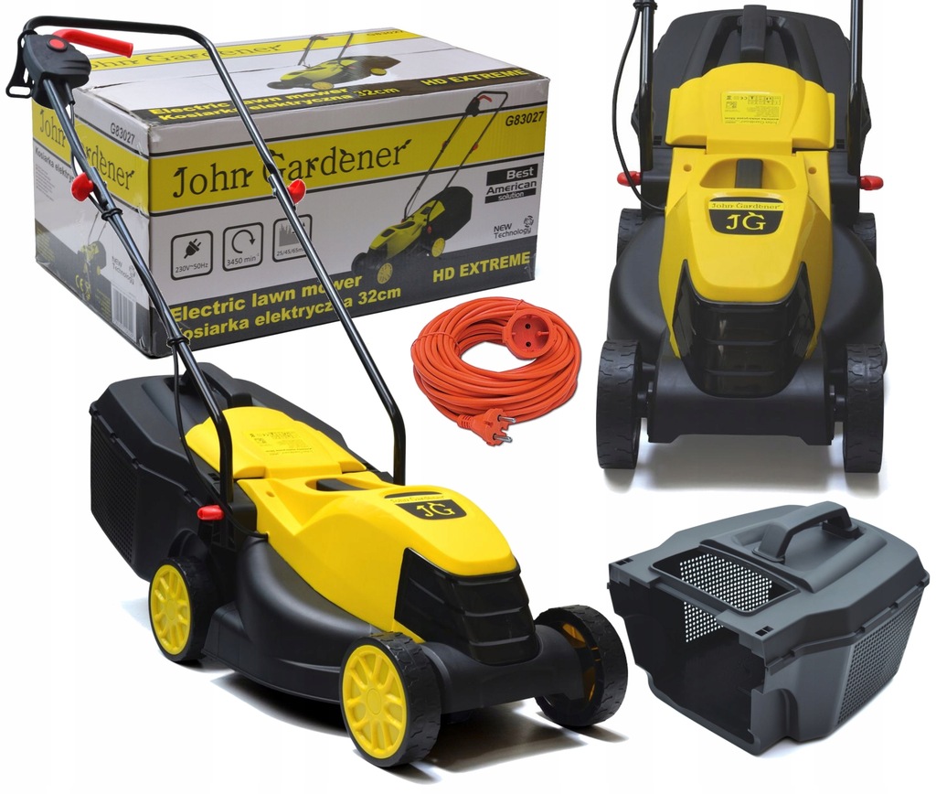 KOSIARKA ELEKTRYCZNA DO TRAWY 1300W NÓŻ 32CM LEKKA MOCNA DUŻY KOSZ 30L +P