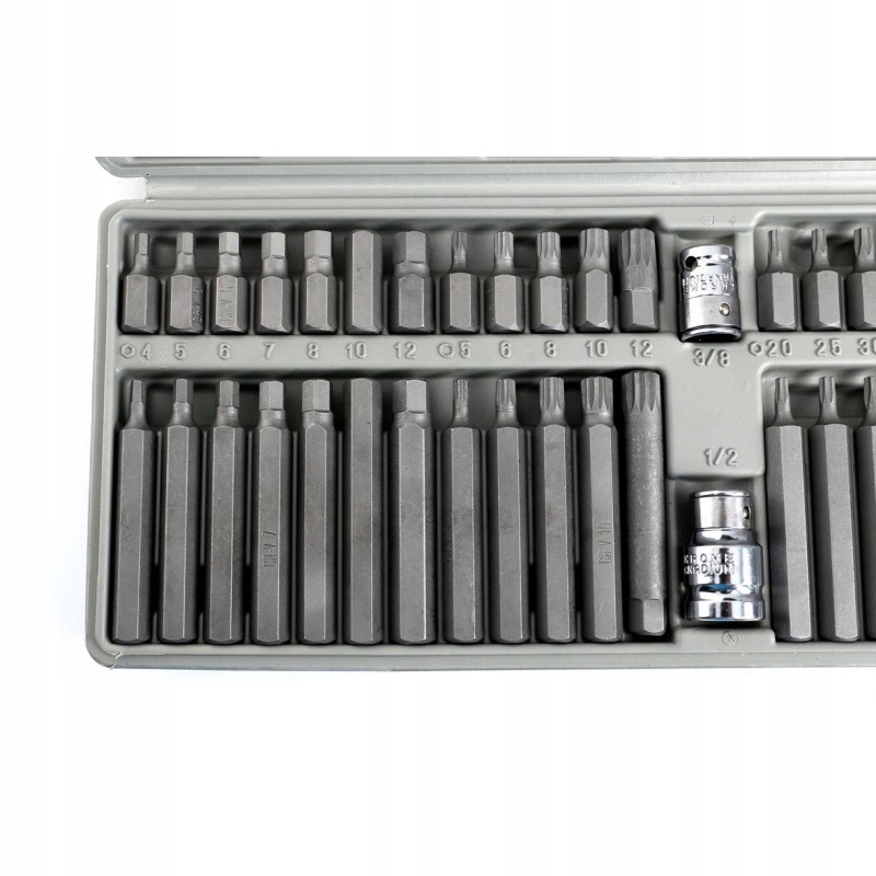ZESTAW BITÓW KLUCZY IMBUS SPLINE TORX 40 el BITY WALIZKA+ADAPTERY 1/2, 3/8