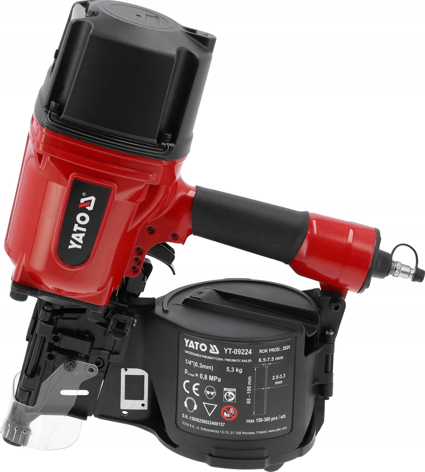 YATO GWOŹDZIARKA PNEUMATYCZNA BĘBNOWA STOLARSKA GWOŹDZIE 65-100MM YT-09224