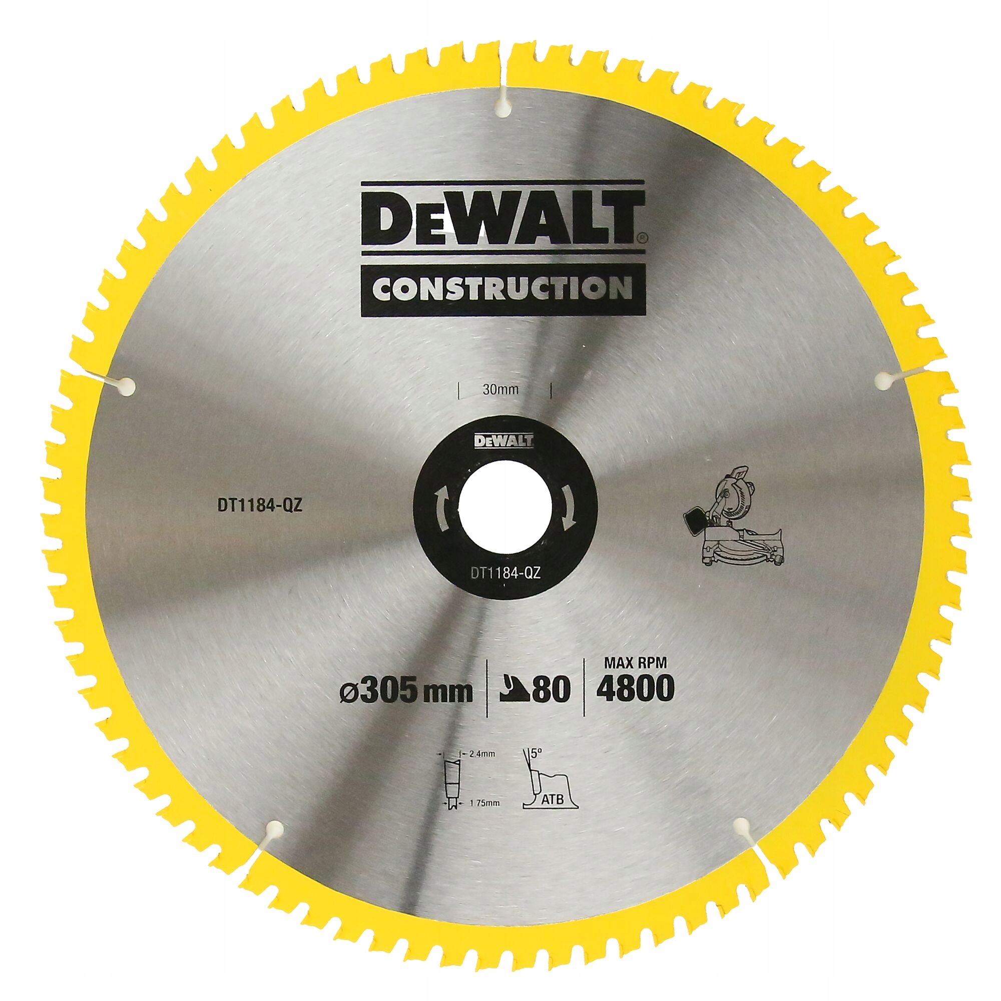 DEWALT DT1184 TARCZA PILARSKA DO DREWNA 305MM 80T