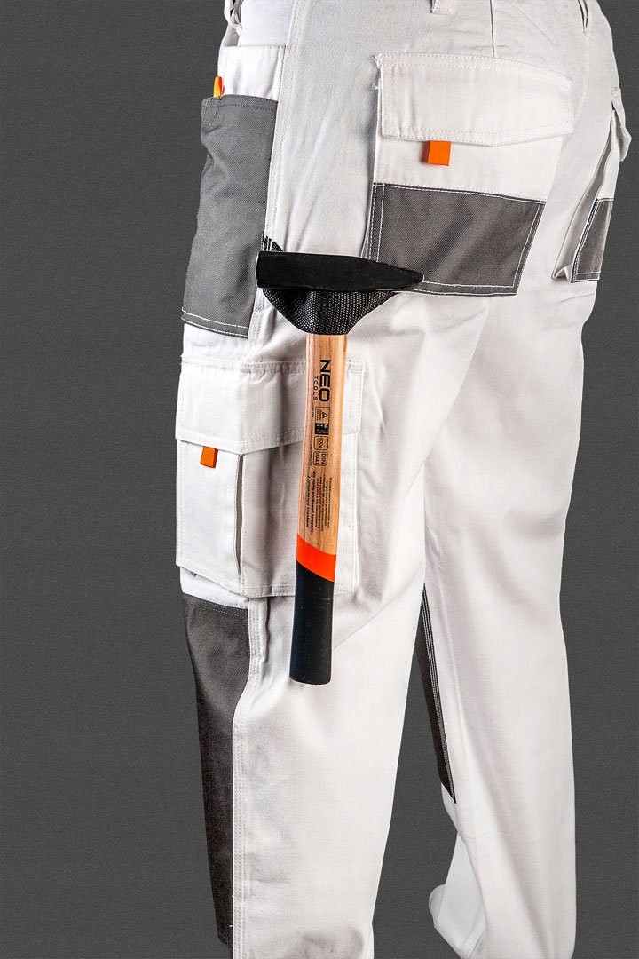 NEO SPODNIE DO PASA ROBOCZE HD+ BIAŁE WZMOCNIONE OXFORD 81-120 r. XXL/58
