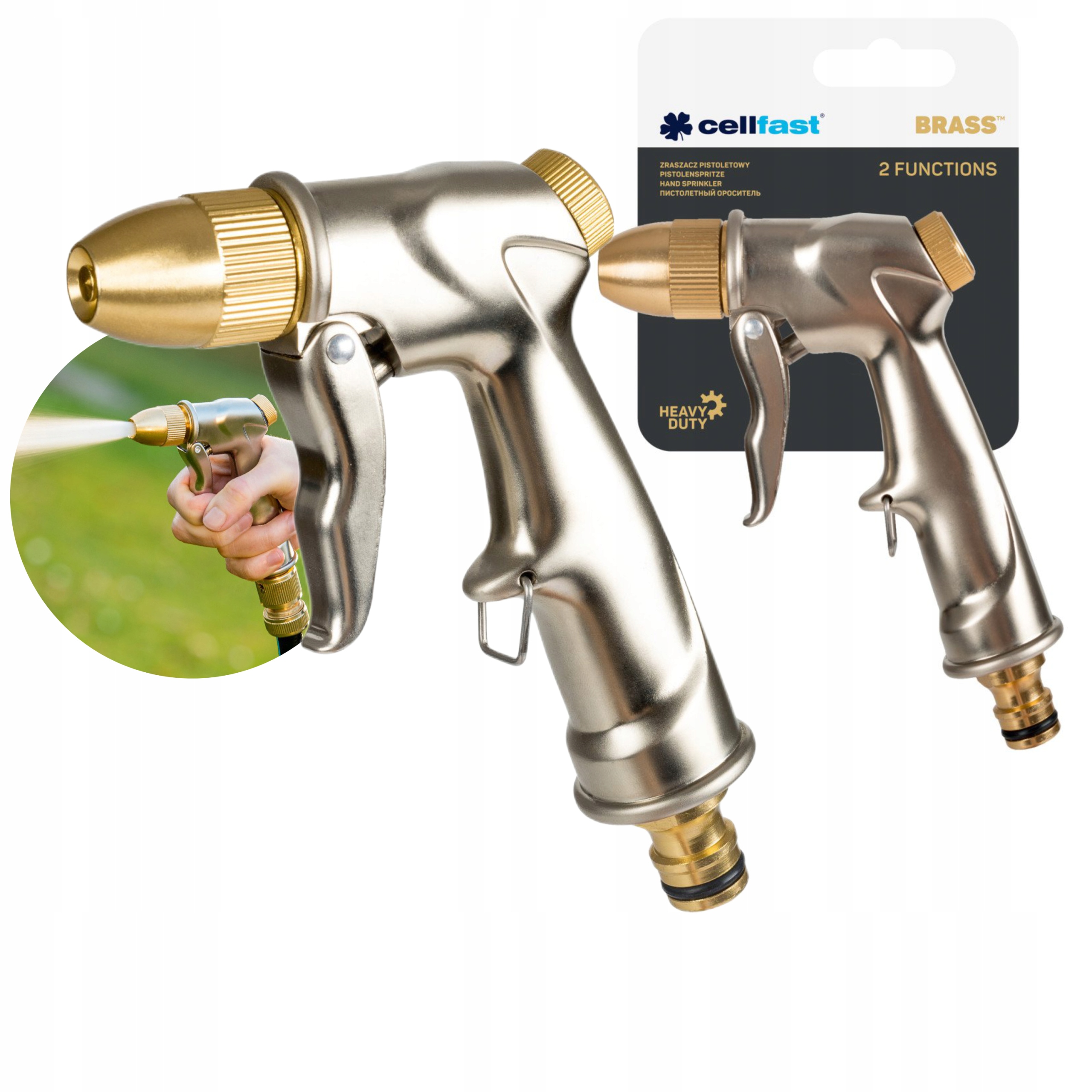 CELLFAST ZRASZACZ PISTOLETOWY PISTOLET DO WODY HEAVY DUTY MOSIĄDZ BLOKADA