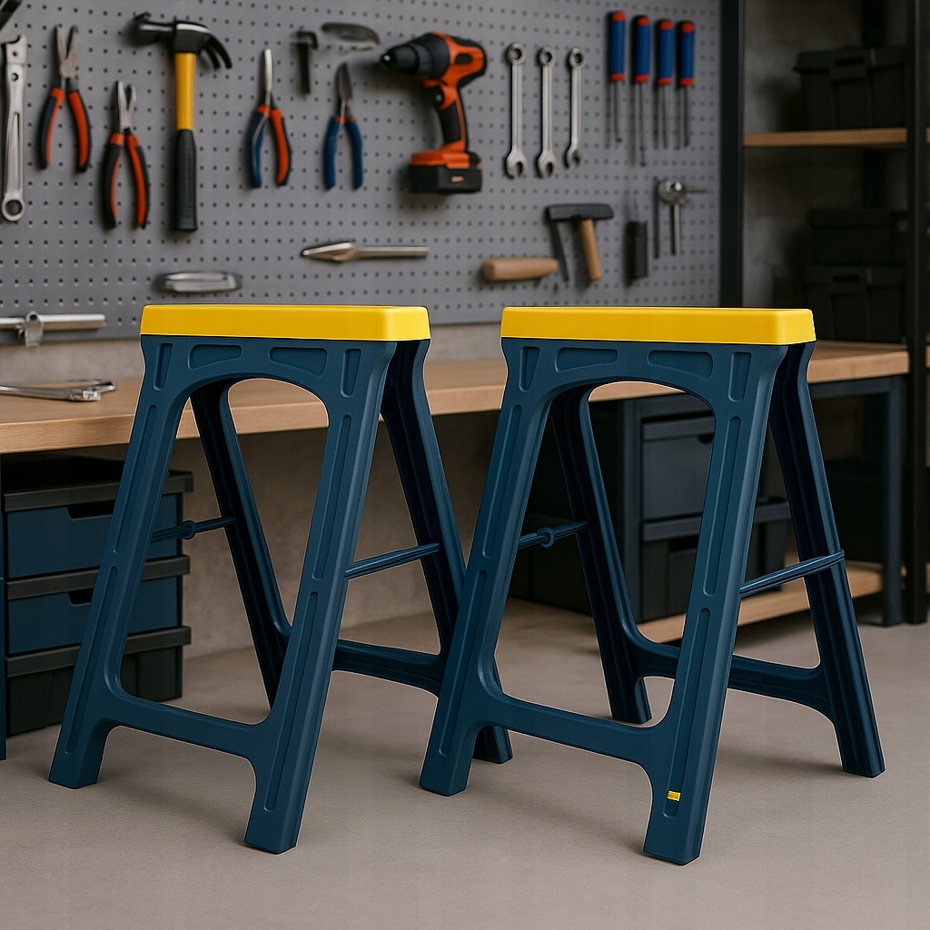 STOJAKI WARSZTATOWE SKŁADNE KOBYŁKI KOZIOŁKI BUDOWLANE ROBOCZE KOMPLET 2SZT