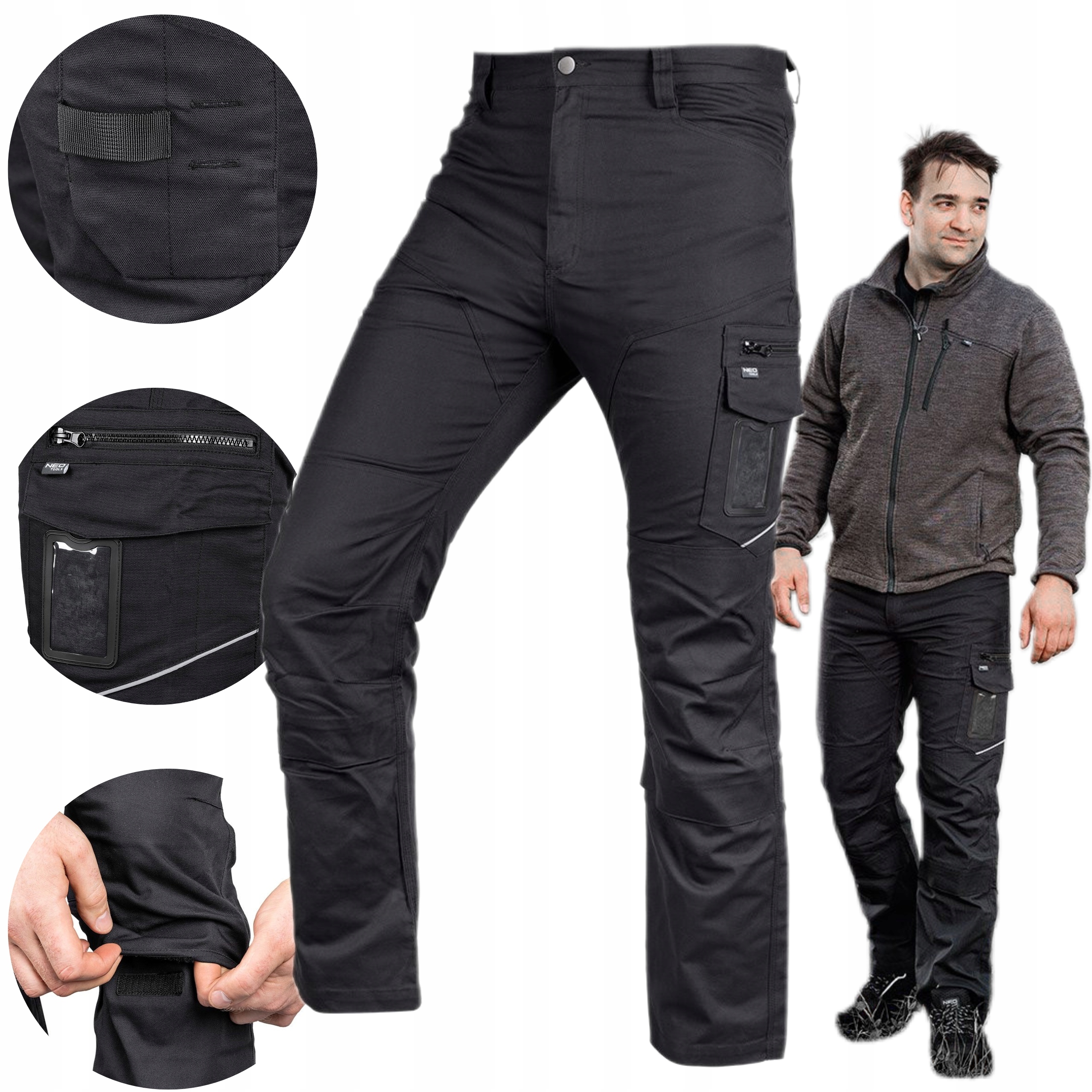 NEO SPODNIE ROBOCZE MIX&MATCH CANVAS CZARNE ROZ.S/48 280 g/m2 81-287-2-S
