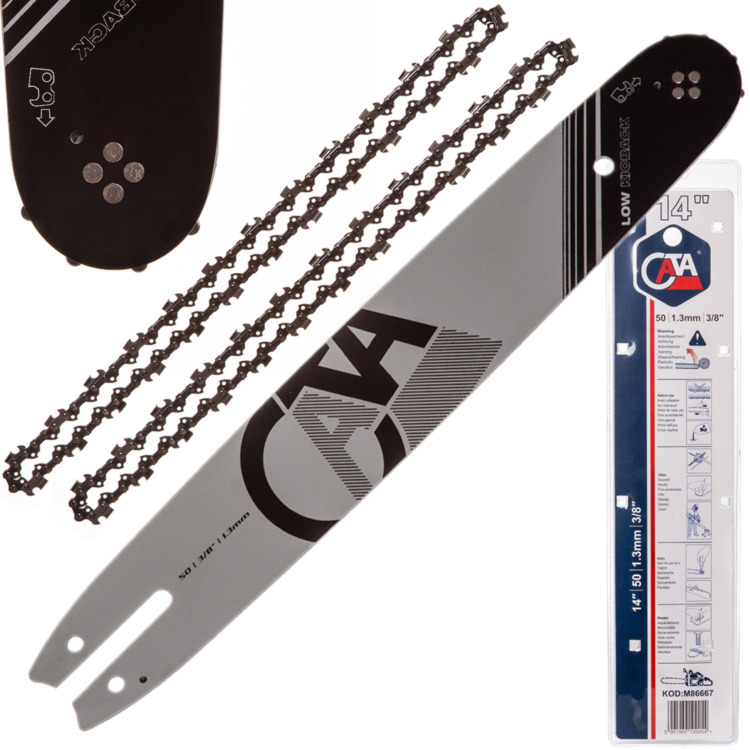 PROWADNICA Z 2 ŁAŃCUCHAMI 14" 50 1,3mm 3/8" CATA M86667