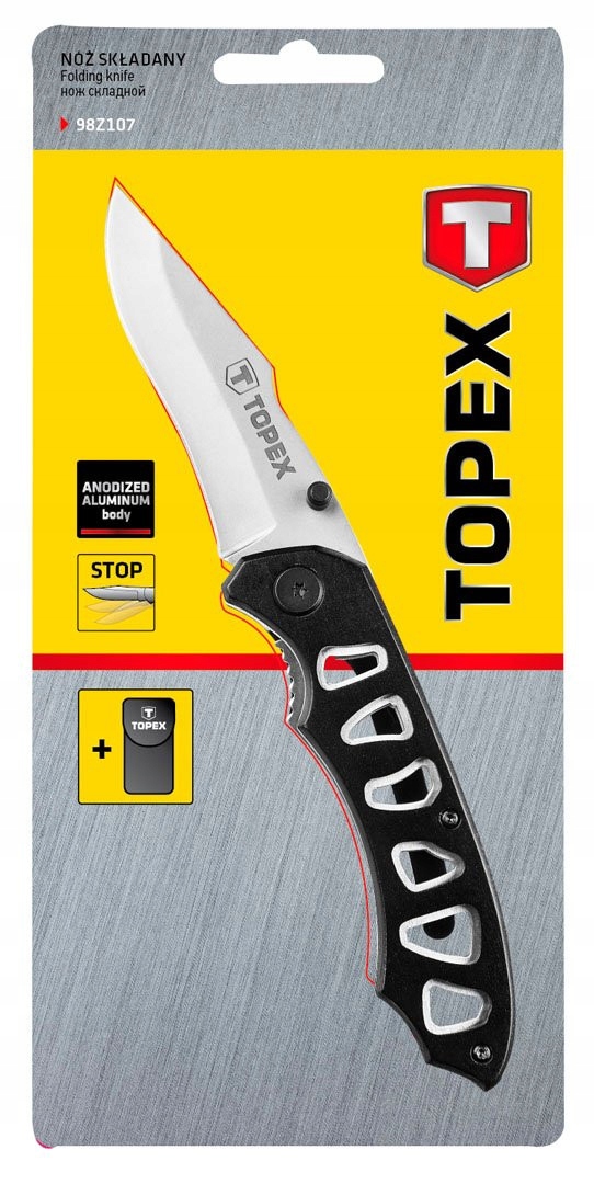 NÓŻ SKŁADANY Z BLOKADĄ OSTRZE 80mm +POKROWIEC SURVIVAL TOPEX 98Z107