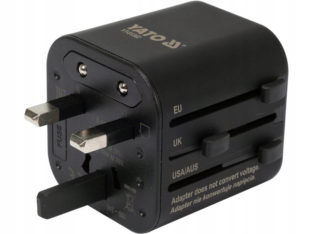 YATO ADAPTER SIECIOWY PODRÓŻNY WTYCZKA PRZEJŚCIÓWKA USA UK CHINA EU PL