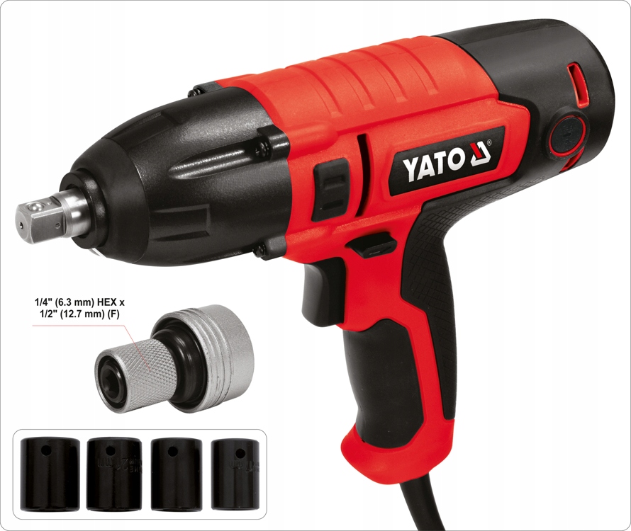 YATO ELEKTRYCZNY KLUCZ UDAROWY 450W 1/2 +10 NASADEK GEKO + ADAPTER DEWALT