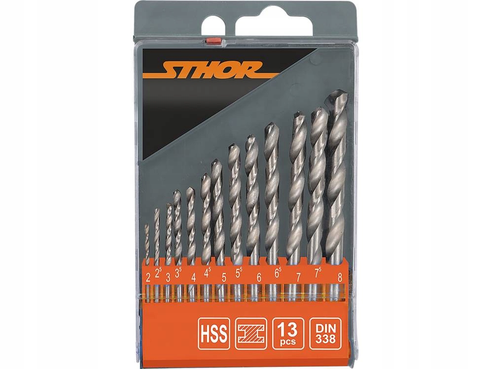 STHOR ZESTAW KOMPLET WIERTEŁ WIERTŁA DO METALU HSS 2-8 MM 13 SZT. 21998
