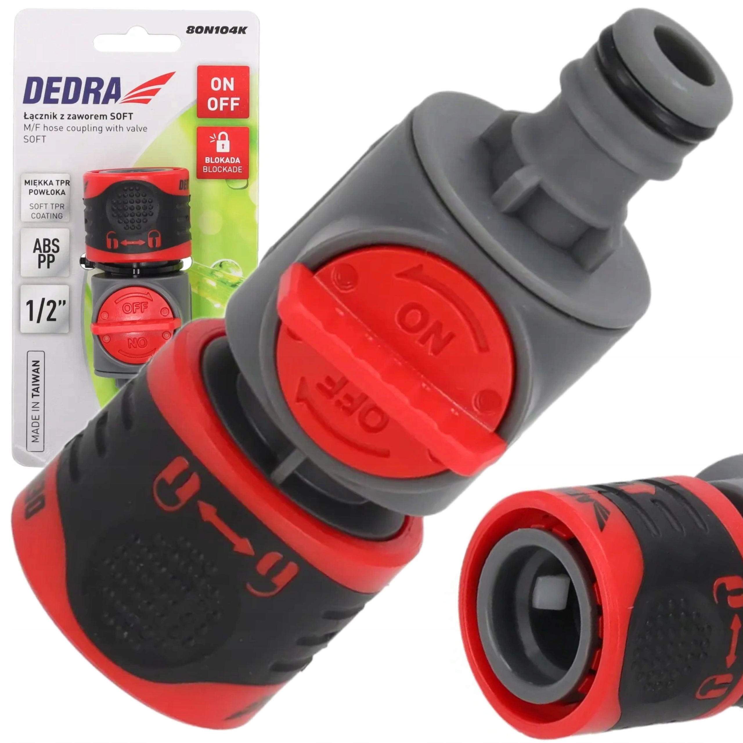 DEDRA ŁĄCZNIK Z ZAWOREM 1/2" GARDEN 80N104K