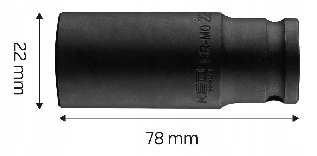 NEO NASADKA UDAROWA MASZYNOWA 1/2" DŁUGA 22MM 78MM GRUBA CR-MO 12-322