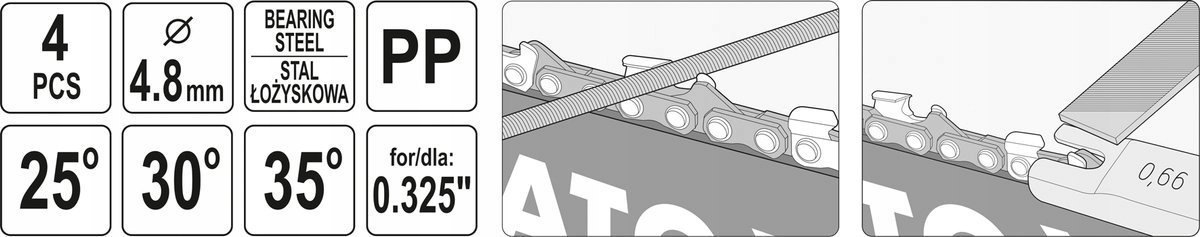 YATO ZESTAW DO OSTRZENIA ŁAŃCUCHA 4.8MM PILNIK