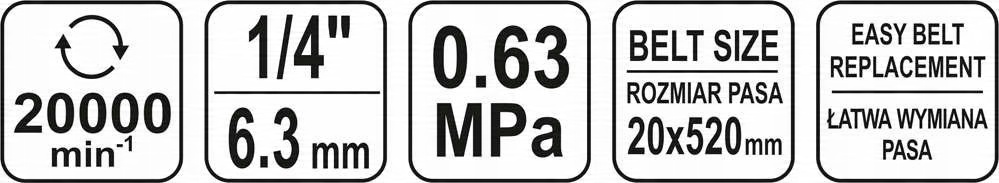 YATO TAŚMOWA SZLIFIERKA POLERKA PNEUMATYCZNACZOŁG CZOŁOWA 20X520MM YT-09742