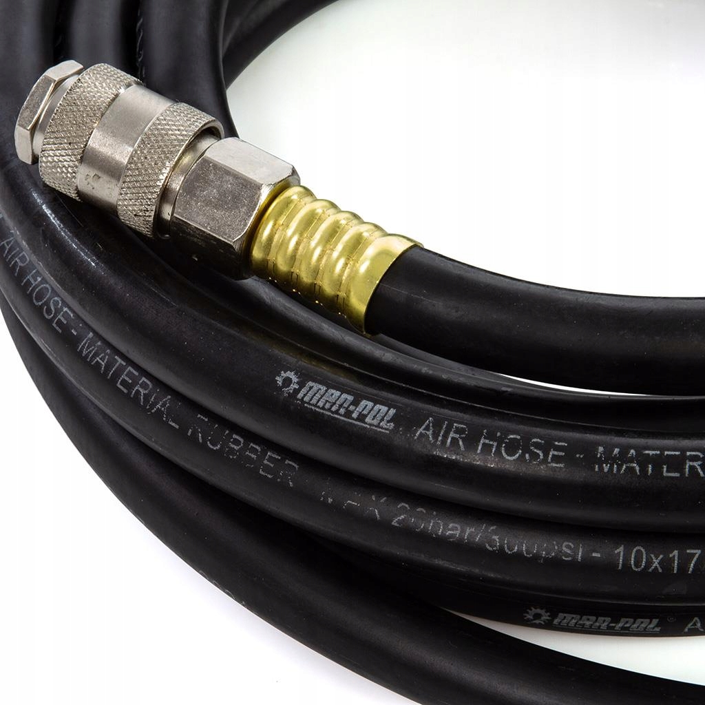 MAR-POL WĄŻ CIŚNIENIOWY GUMOWY 10X17mm 5m ZAKUTY SZYBKOZŁĄCZKI M82104