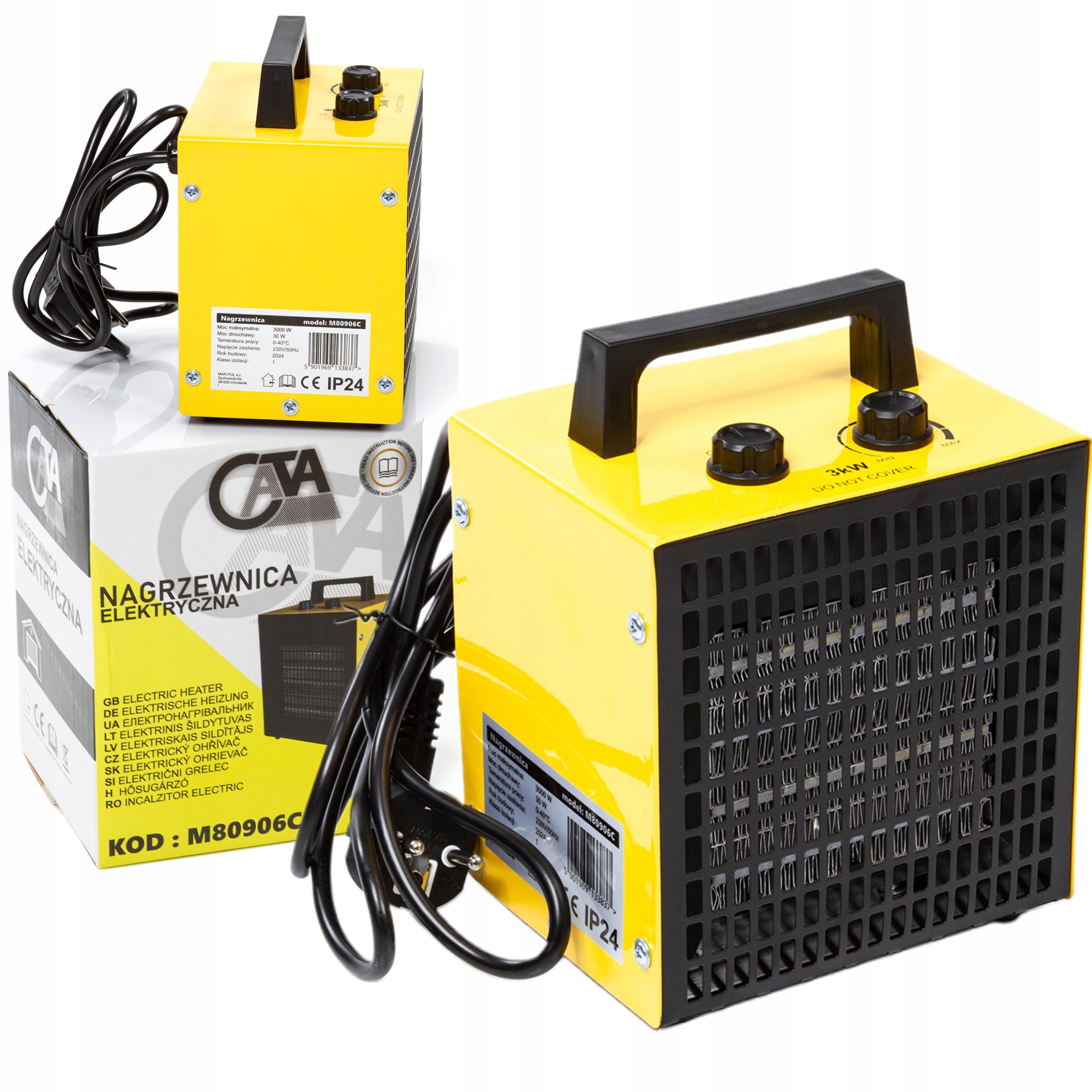 NAGRZEWNICA ELEKTRYCZNA 3KW DMUCHAWA FARELKA GRZEJNIK + TERMOSTAT MOCNA PTC