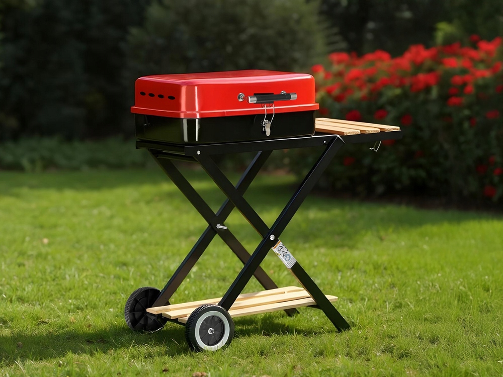 LUND GRILL WĘGLOWY OGDRODOWY SKŁADANY PRZENOŚNY 45x33,5cm CHROMOWANY RUSZT