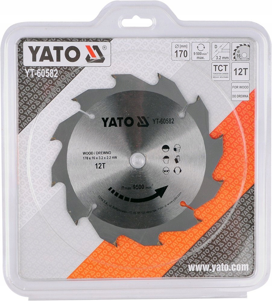 YATO TARCZA WIDIOWA DO DREWNA I M. DREWNOPOCHODNYCH 170X12TX16MM YT-60582