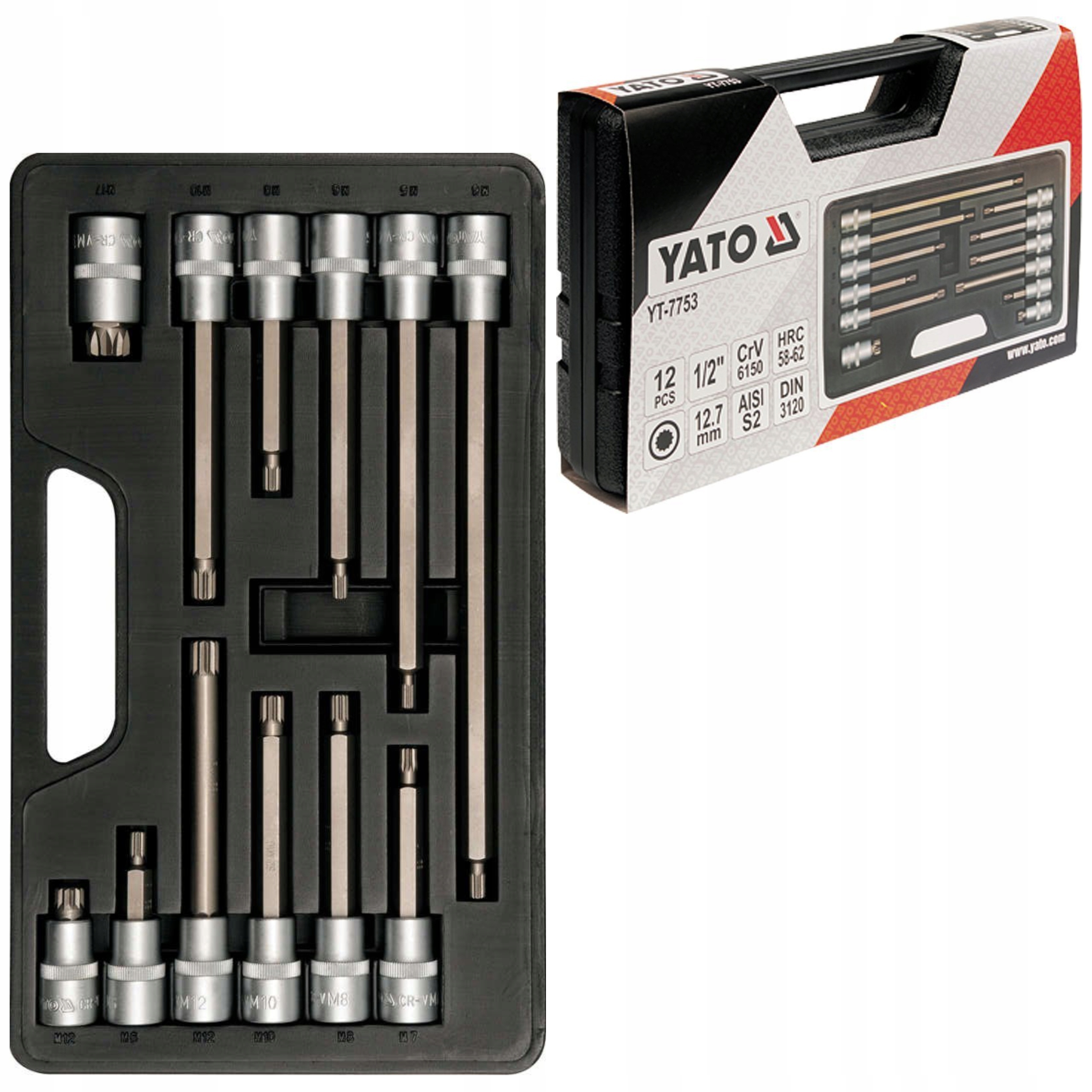 ZESTAW KLUCZY TRZPIENIOWYCH SPLINE 12CZ YATO