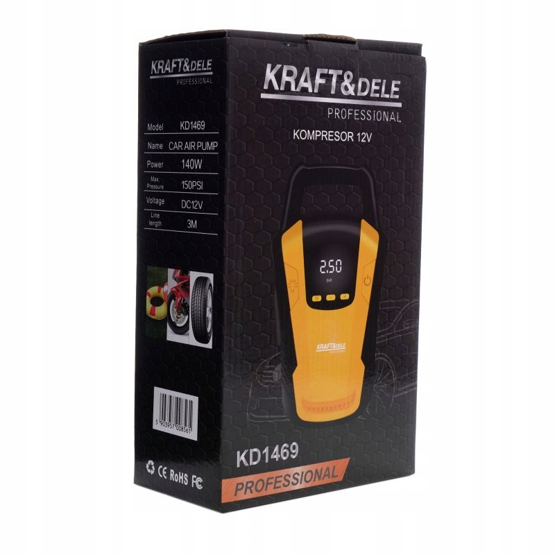 KOMPRESOR SAMOCHODOWY KRAFT&DELE 12V 140W LCD