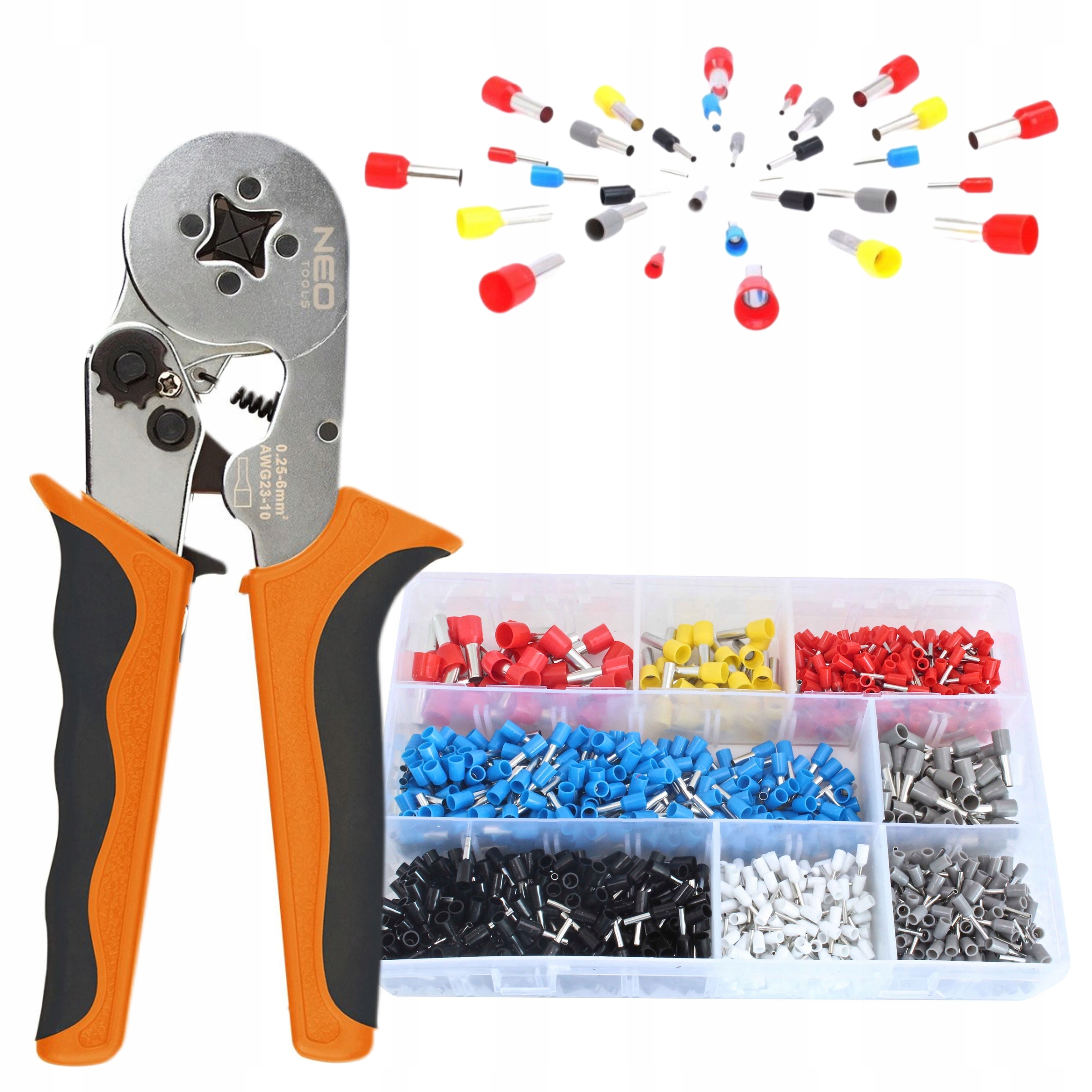 NEO ZESTAW ZACISKARKA TULEJEK PRASKA DO KABLI 0,25-6 mm SORTOWNIK 01-507