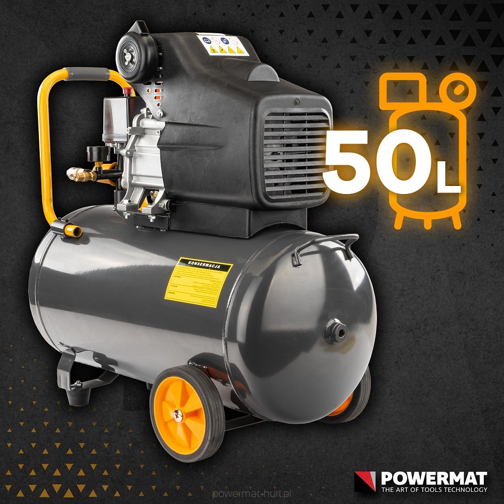 KOMPRESOR OLEJOWY 50L SPRĘŻARKA POWIETRZA 8 BAR 206 l/min 230V 1,85kW