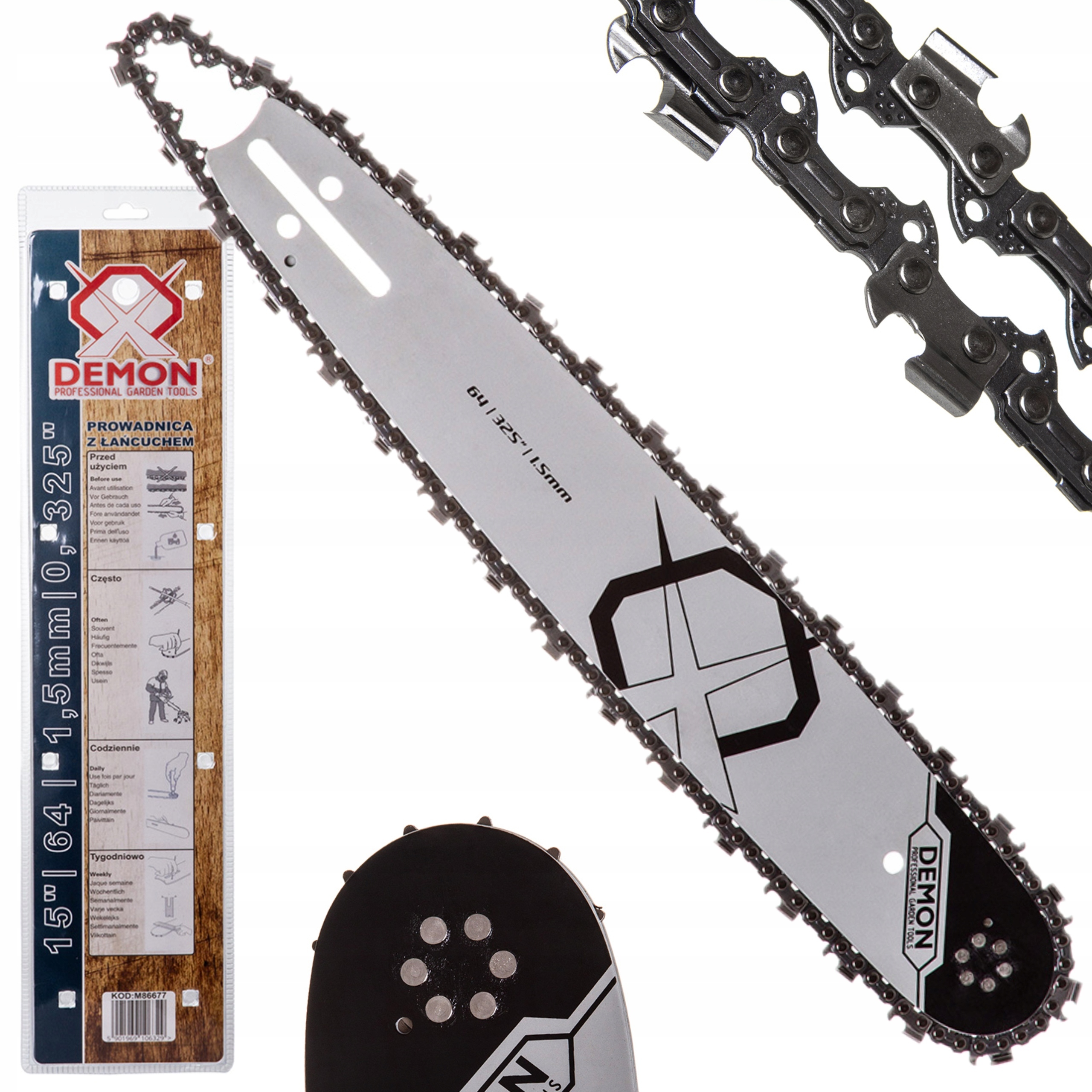 PROWADNICA Z ŁAŃCUCHEM DEMON DO PILARKI 15" 64 1,5mm 0,325" DEMON M86677