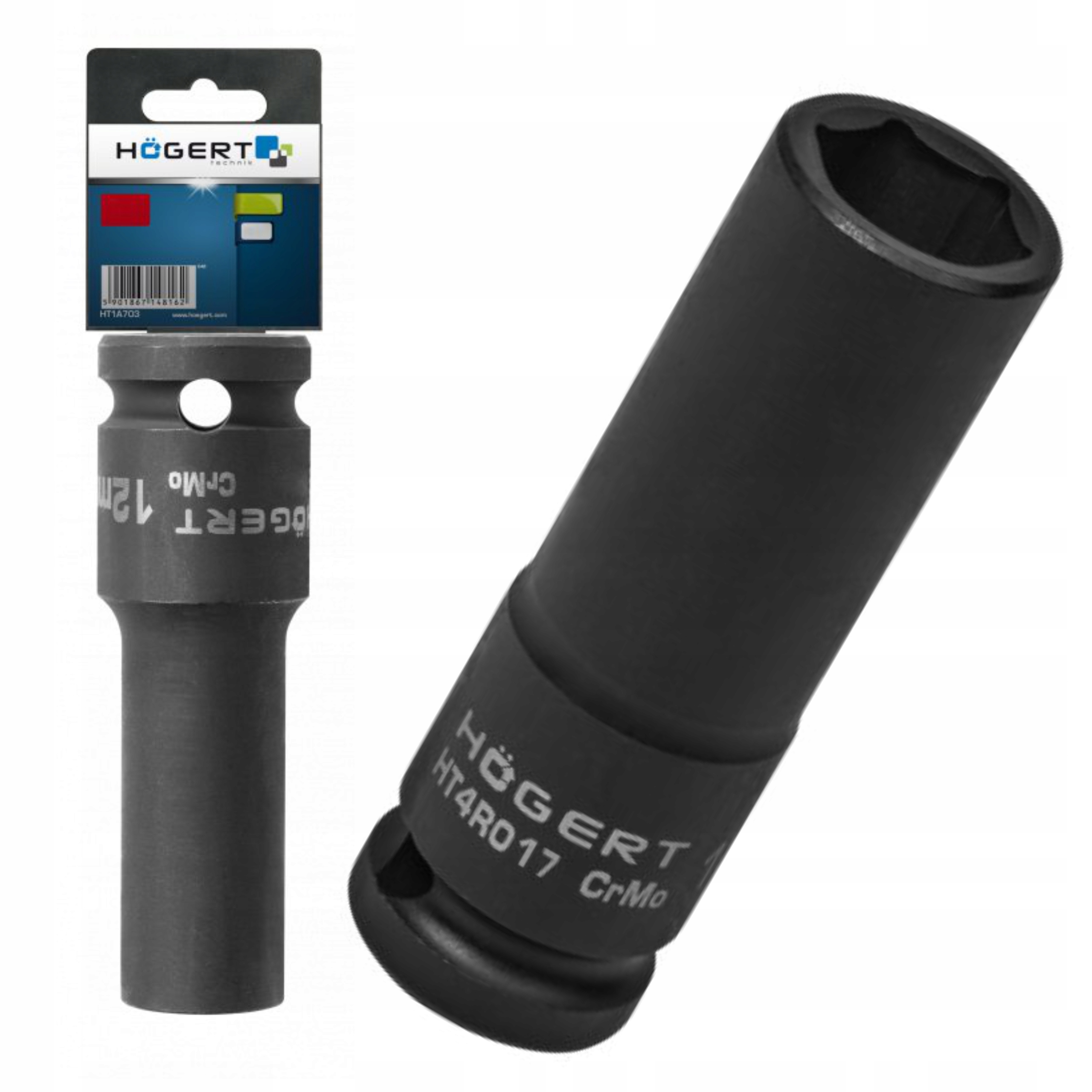 HOGERT DŁUGA NASADKA UDAROWA 1/2” 17 MM CrMo ODKUWANA MATRYCOWO HT4R017