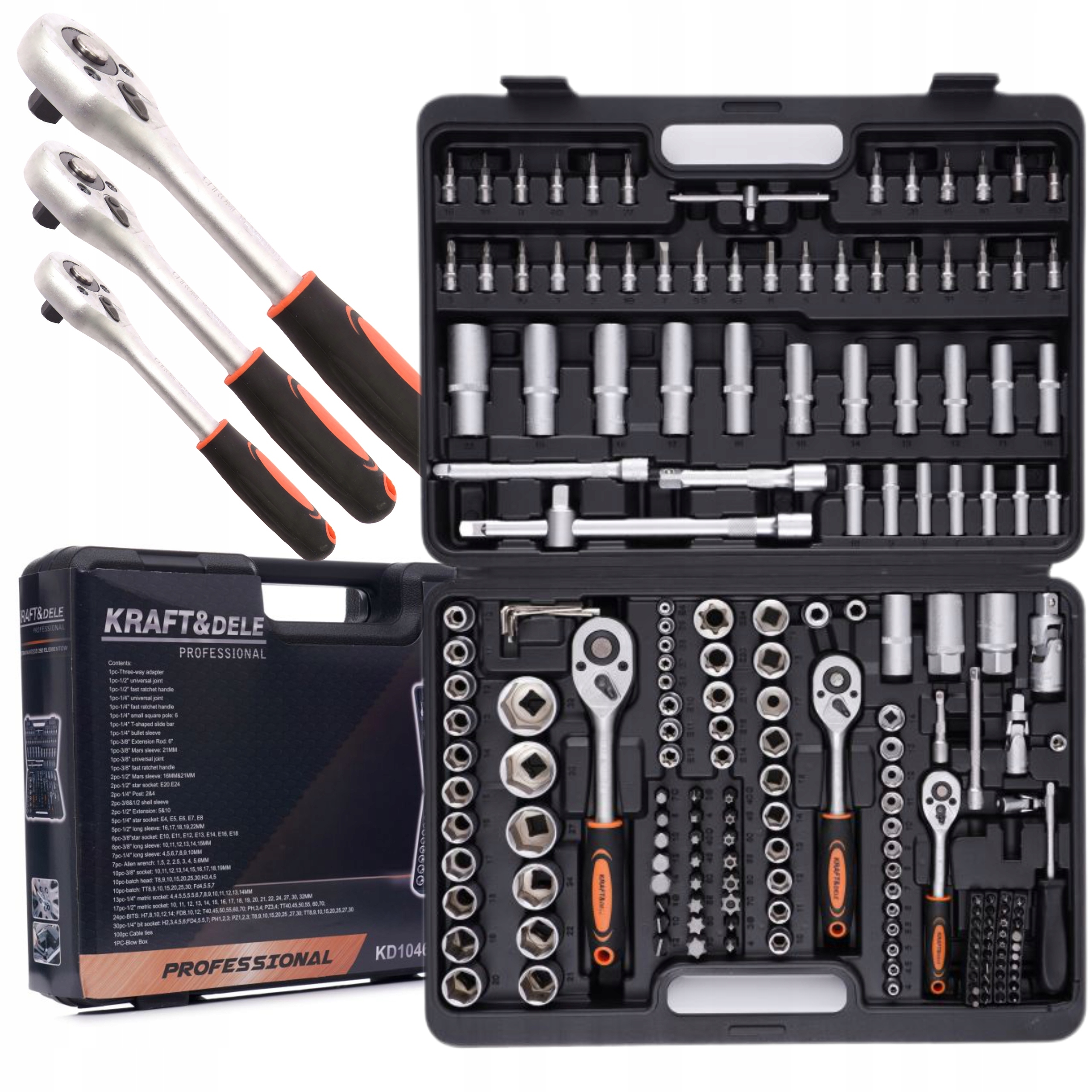 ZESTAW NARZĘDZIOWY KLUCZE NASADOWE 290 SZTUKI 1/2" 1/4" BITY TORX NASADKI