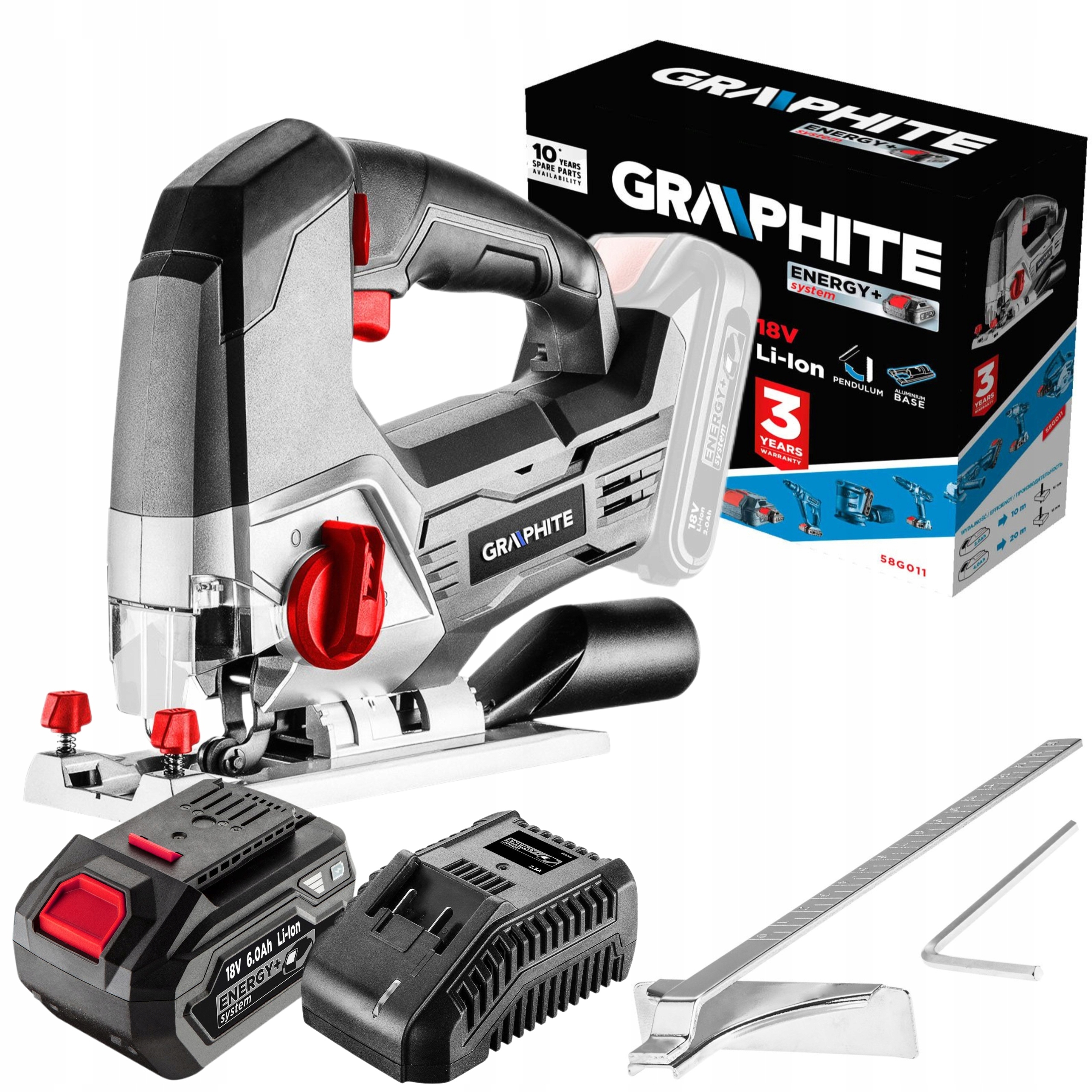 GRAPHITE WYRZYNARKA AKUMULATOROWA 58G011 DREWNA METALU 18V LI-ION + 6Ah