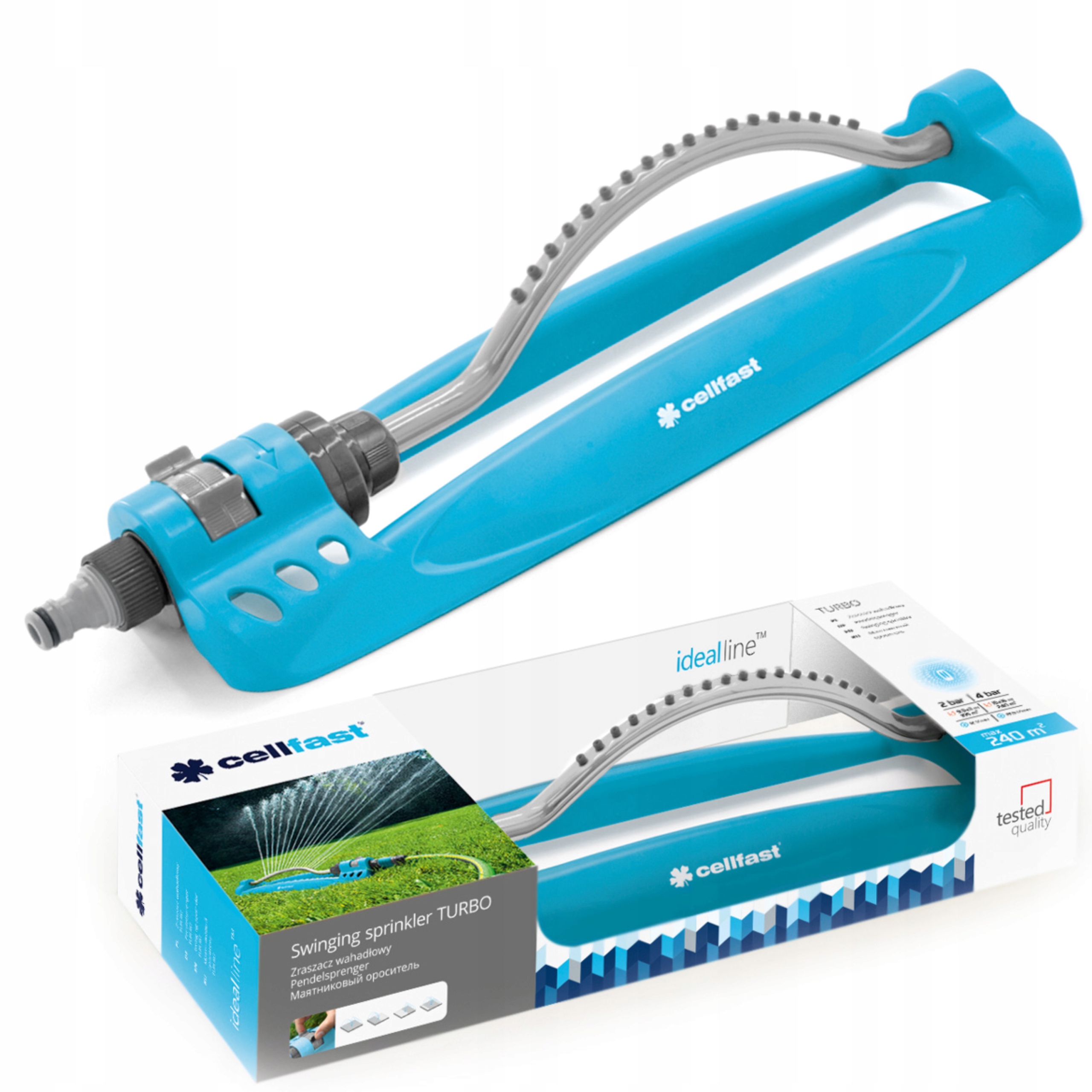 CELLFAST ZRASZACZ WAHADŁOWY TURBO IDEAL 18 DYSZ DO WĄŻ OGRODOWY do 240 m2