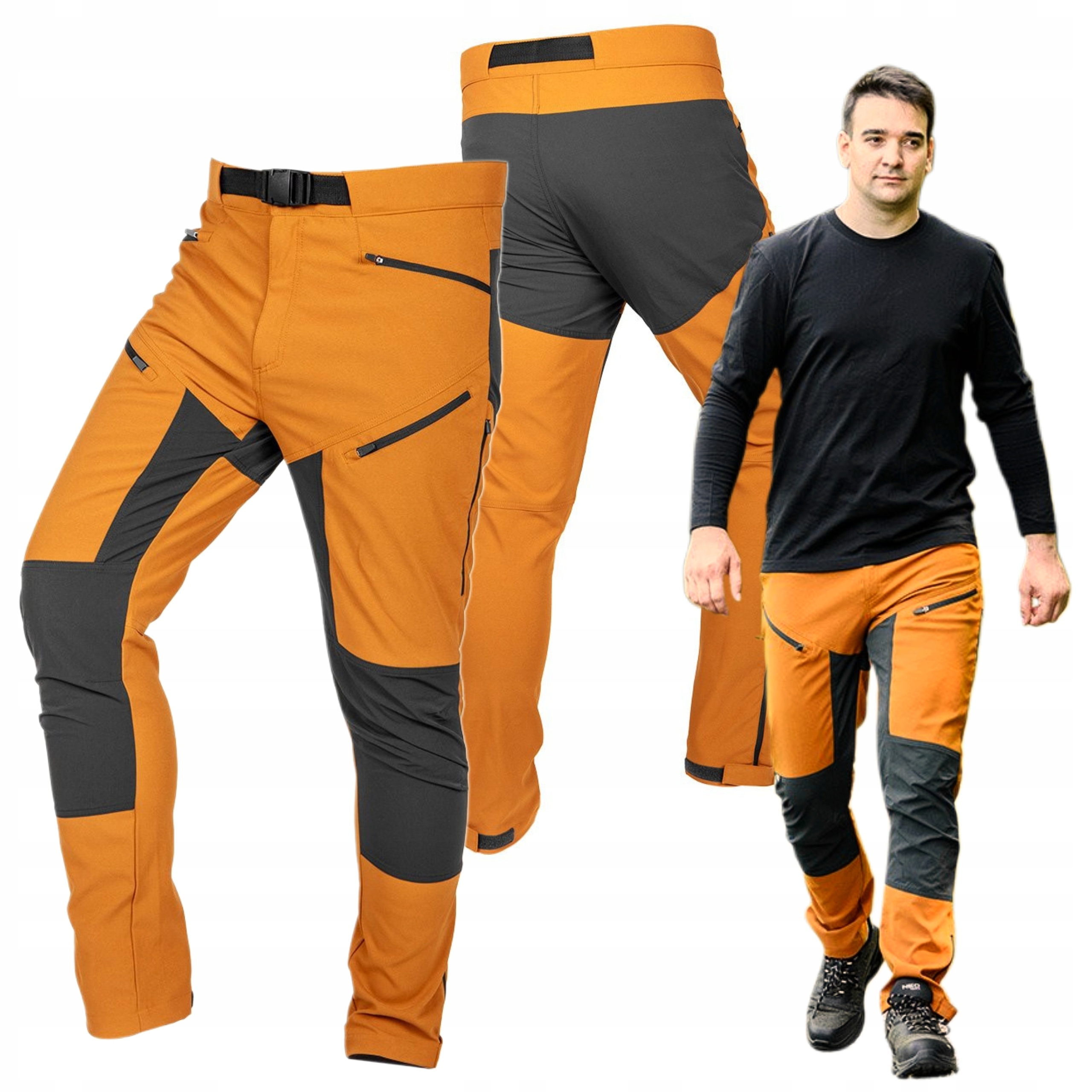 NEO SPODNIE ROBOCZE OUTDOOR 4 WAY STRETCH MUSZTARDOWO-SZARE 81-292 r. M