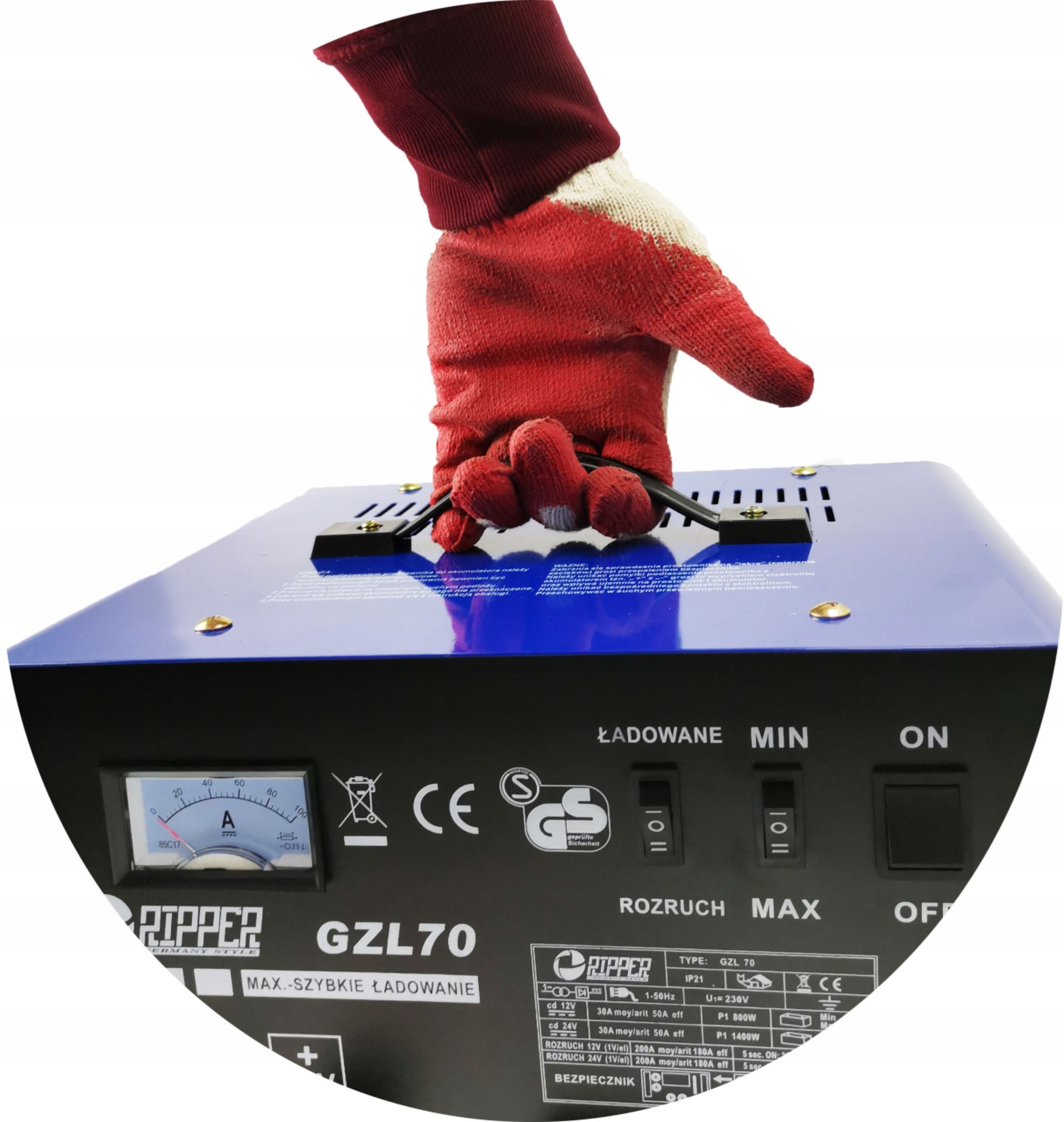 PROSTOWNIK Z ROZRUCHEM ŁADOWARKA GZL-70 FAST CHARGE + ROZRUCH 12V/24V 500AH