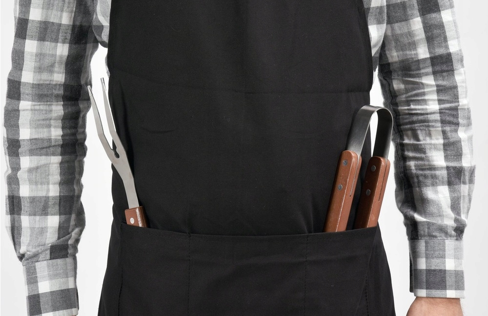 TOYA ELEGANCKI FARTUCH DO GRILLOWANIA CZARNY BAWEŁNA 85X68 KIESZENIE 99782