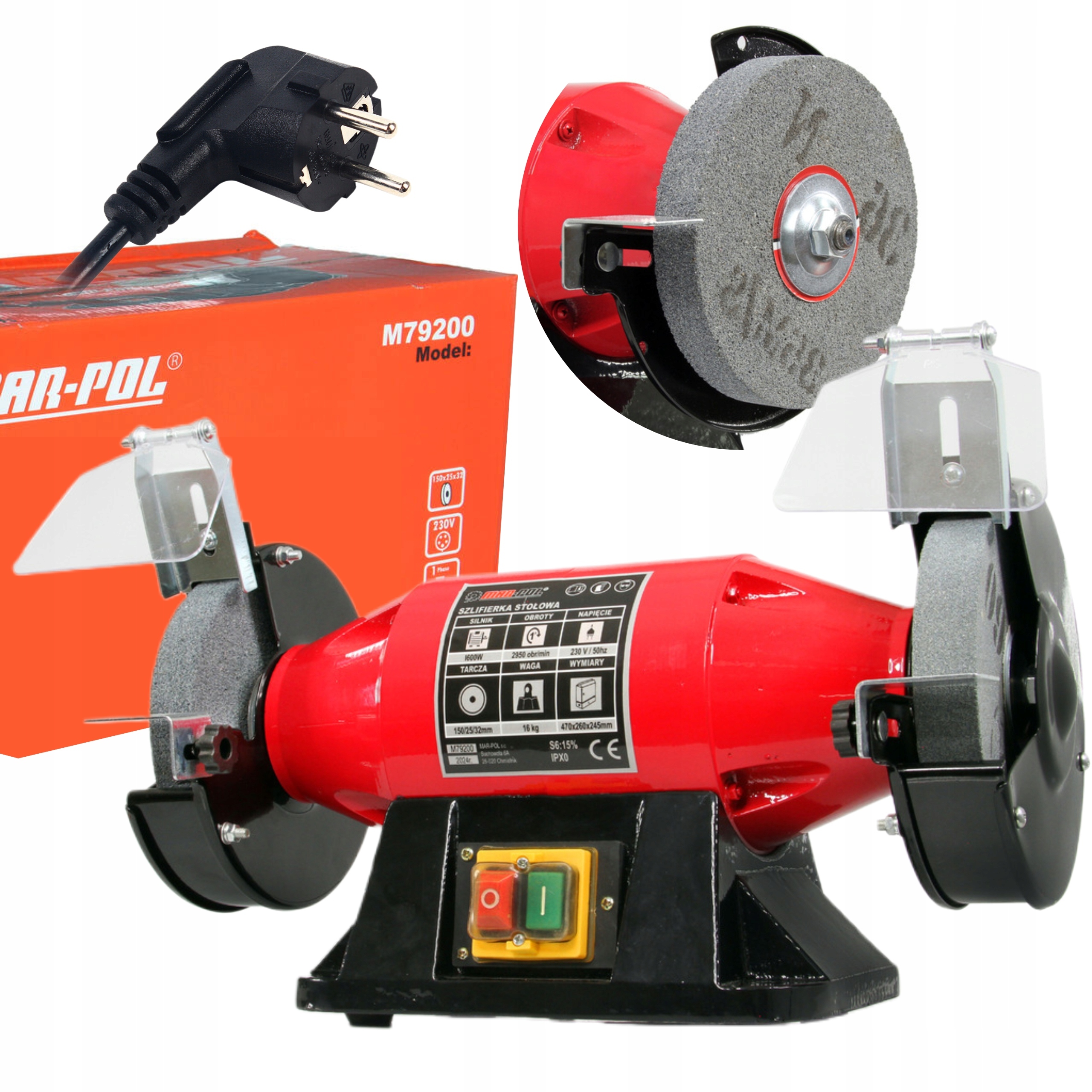 MAR-POL SZLIFIERKA STOŁOWA PODWÓJNA KAMIENIOWA 150x25x32mm 230V M79200