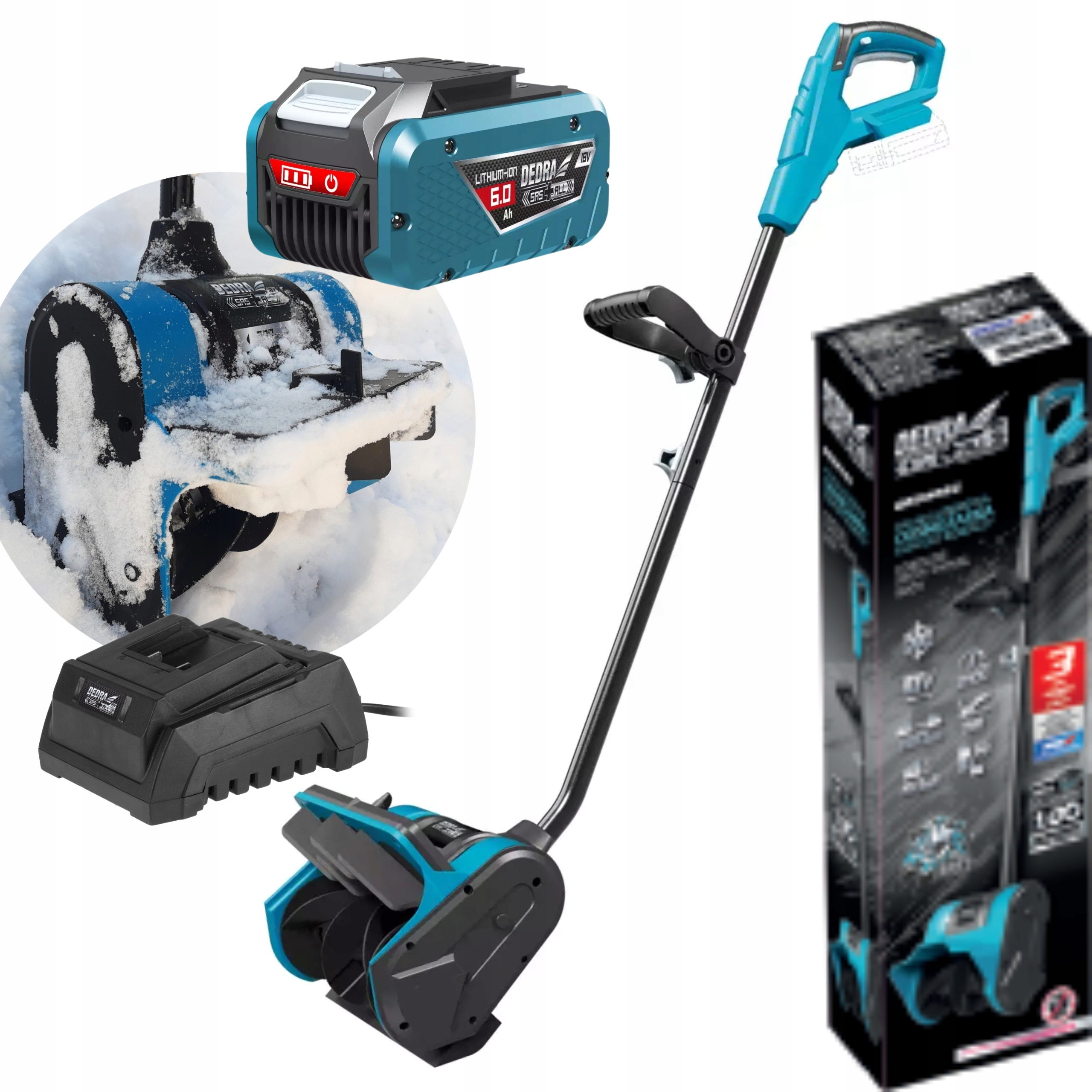 DEDRA ODŚNIEŻARKA 18V 30 CM SAS+ALL + 6Ah AKUMULATOR ŁADOWARKA DED6983