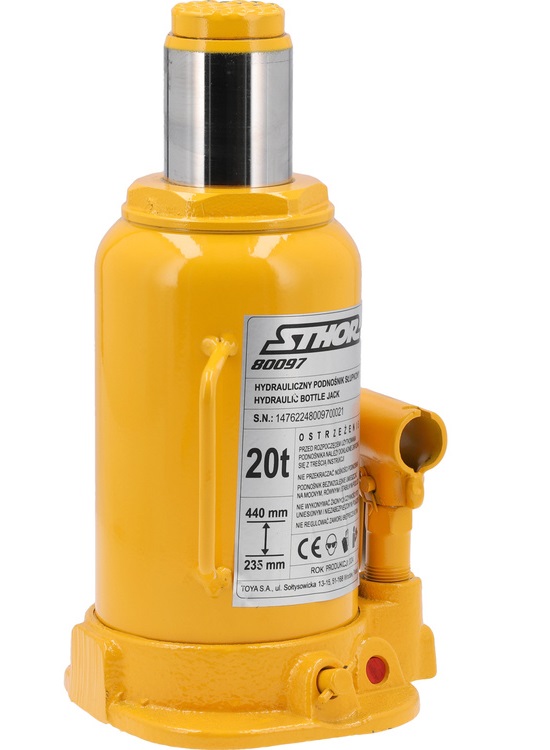 STHOR PODNOŚNIK HYDRAULICZNY BUTELKOWY SŁUPKOWY 20T 235-440MM 80097