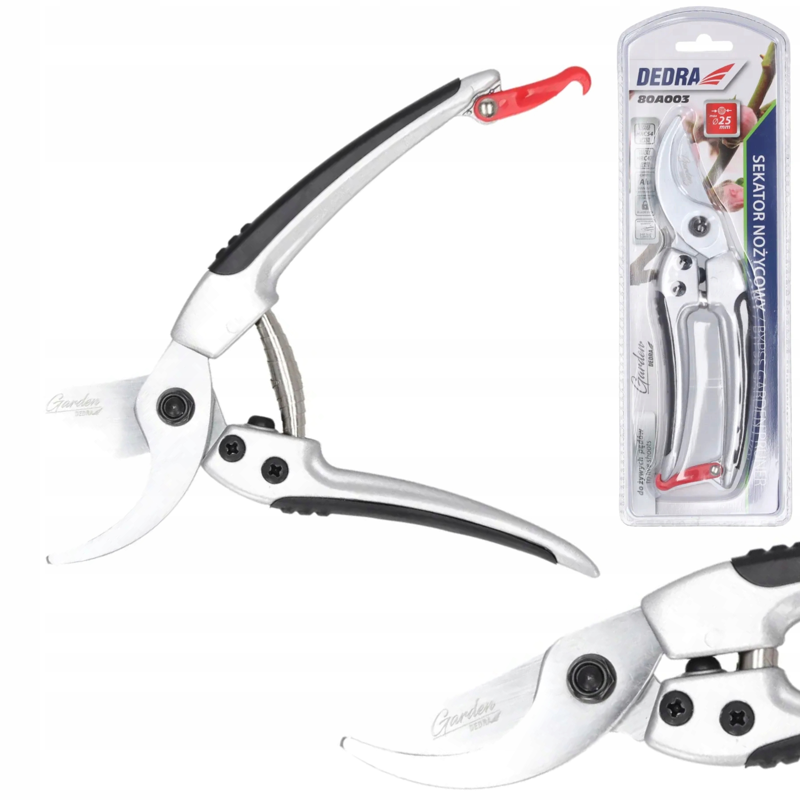 DEDRA SEKATOR NOŻYCOWY ALUMINIOWY ŻYWE PĘDY GRUBOŚĆ CIĘC MAX 25MM 80A003