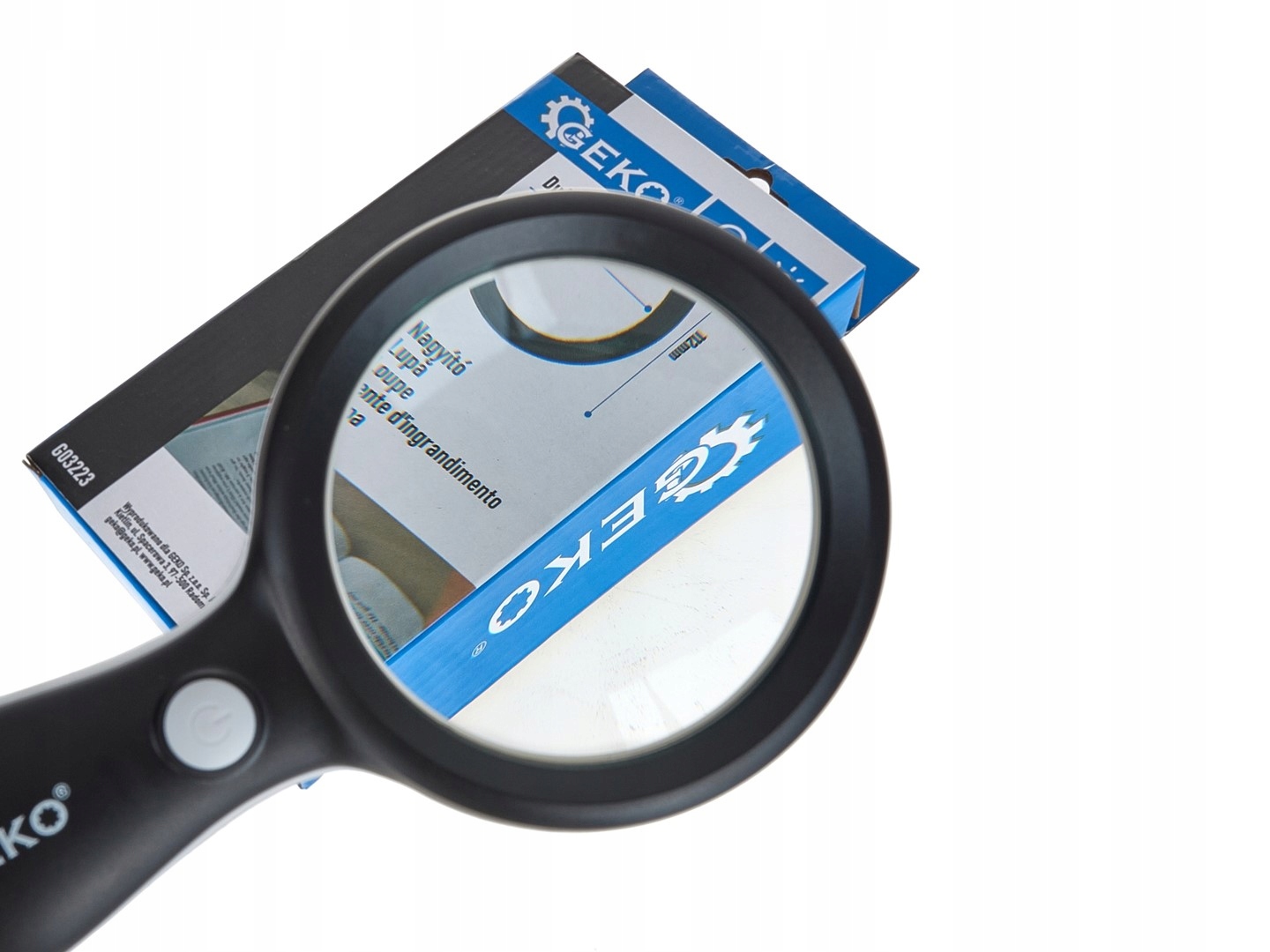 GEKO LUPA SZKŁO POWIĘKSZAJĄCE 10X Z PODŚWIETLENIEM 18 DIOD LED 88MM G03223